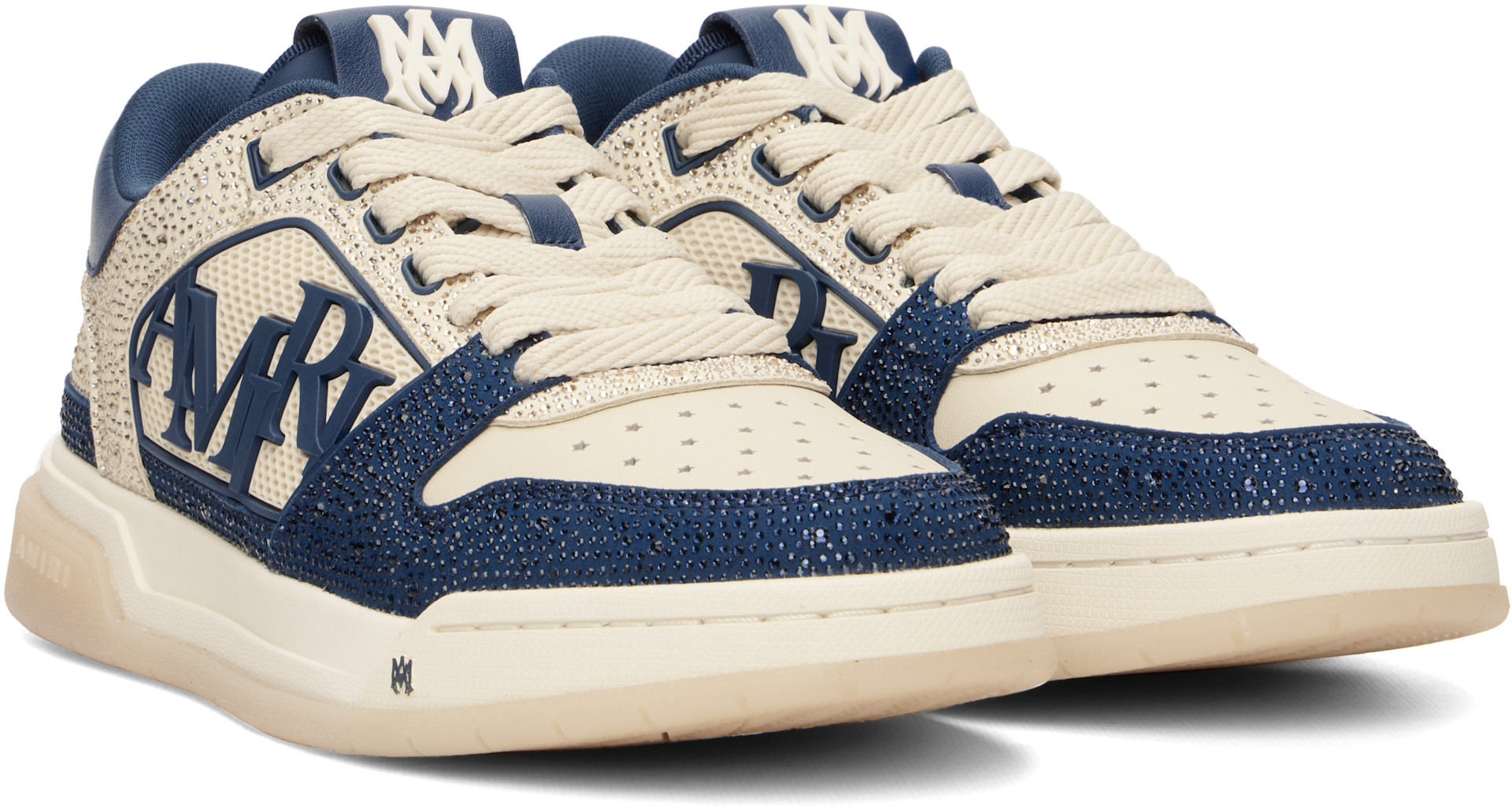AMIRI - Beige & Navy Crystal Classic Low Sneakers