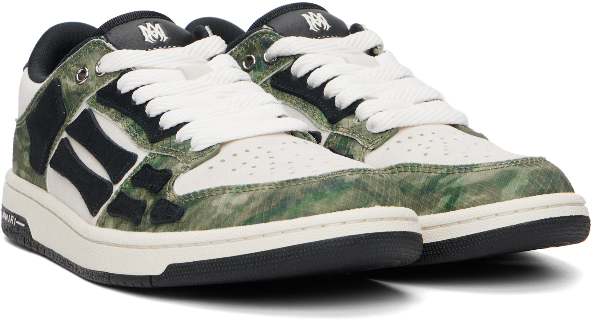 AMIRI - Khaki & Beige Camo Skel Top Low Sneakers