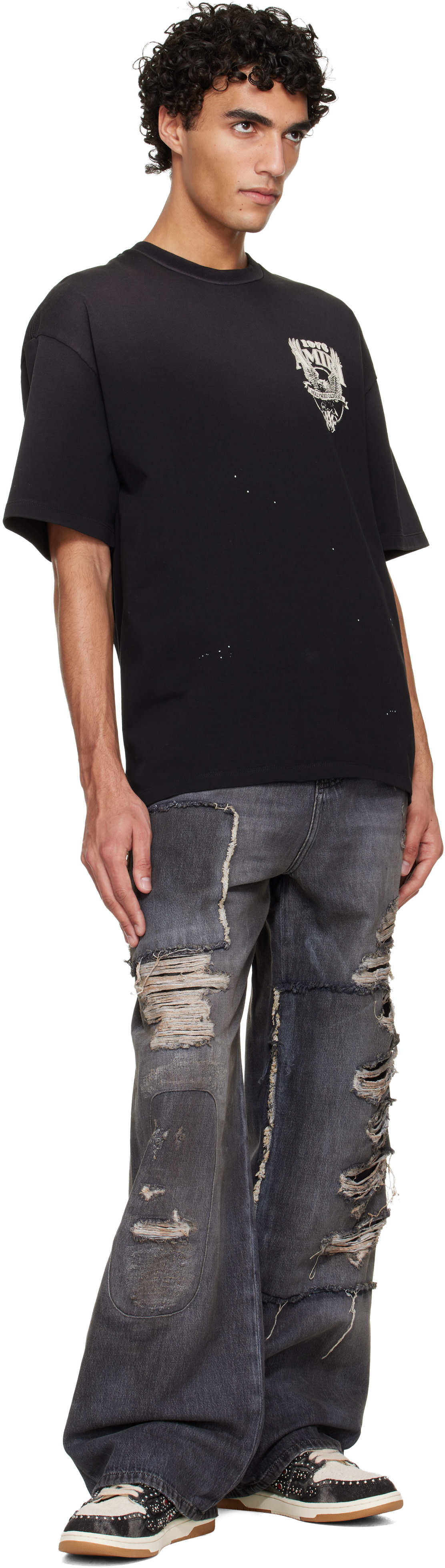 AMIRI: Black Stud Skel Top Low Sneakers | SSENSE