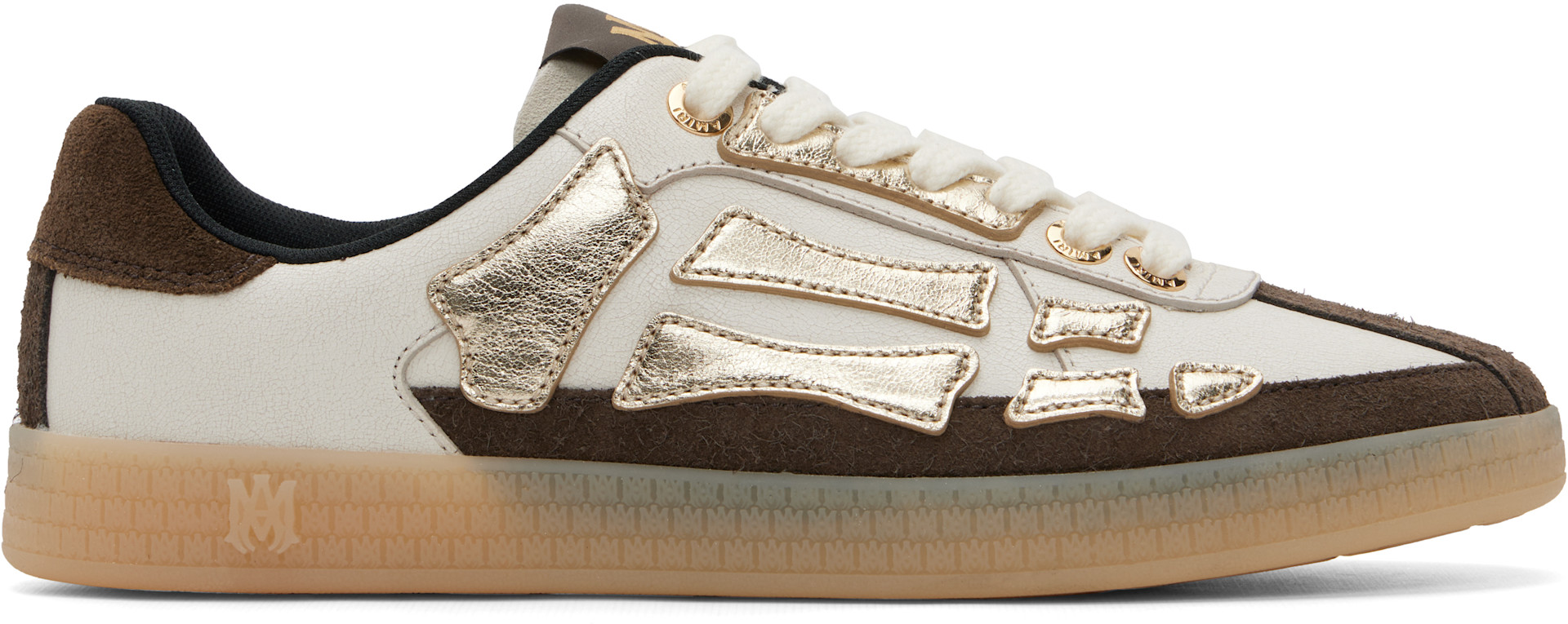 AMIRI - White & Brown Metallic Pacific Bones Sneakers