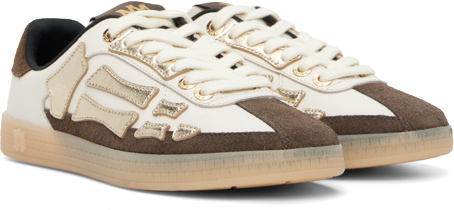 AMIRI - White & Brown Metallic Pacific Bones Sneakers