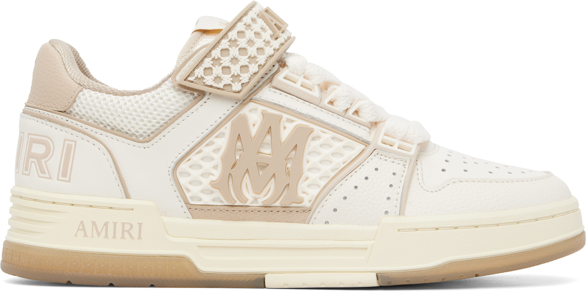 AMIRI - Baskets Skyline blanc et beige à monogrammes
