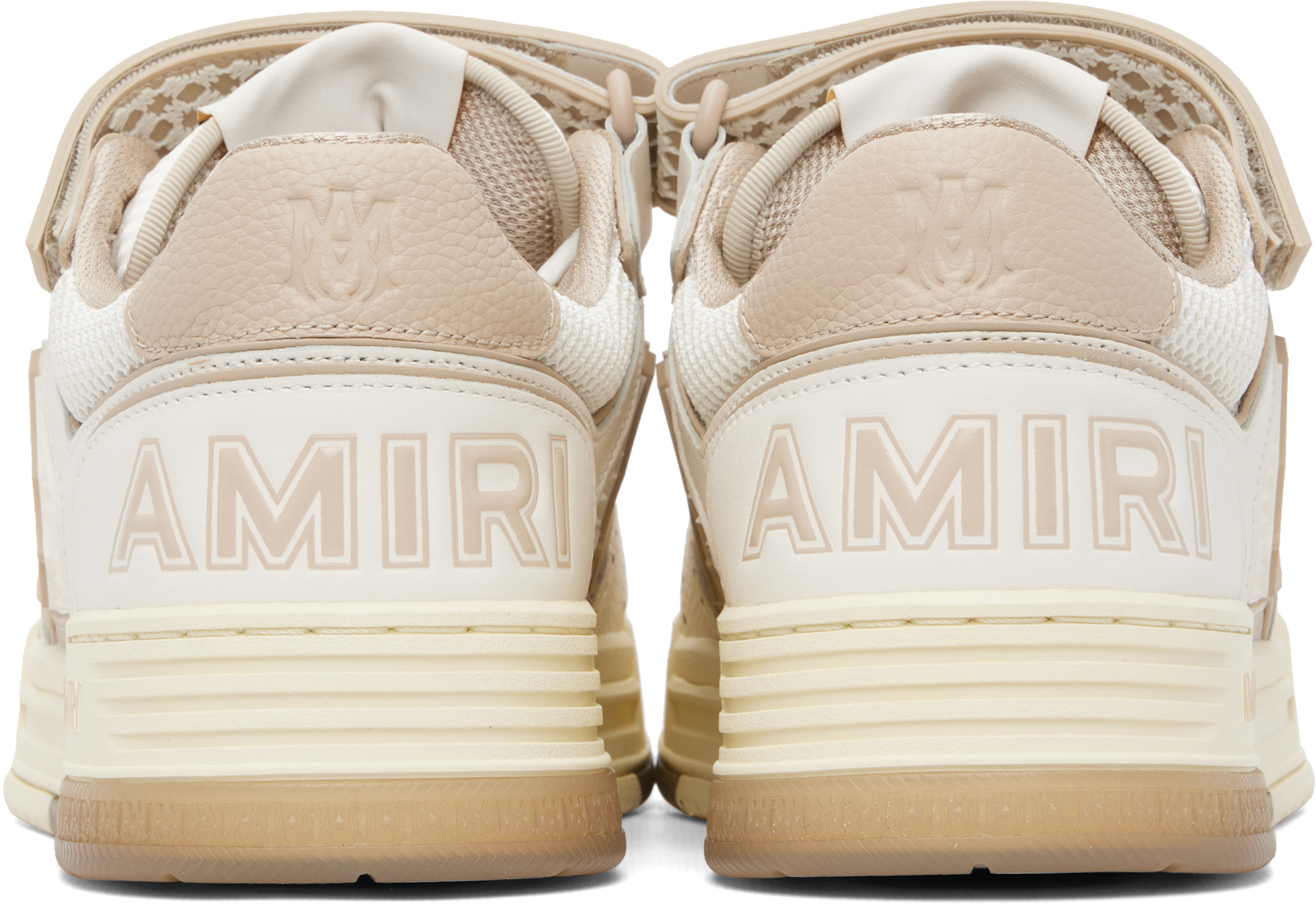 AMIRI - Baskets Skyline blanc et beige à monogrammes