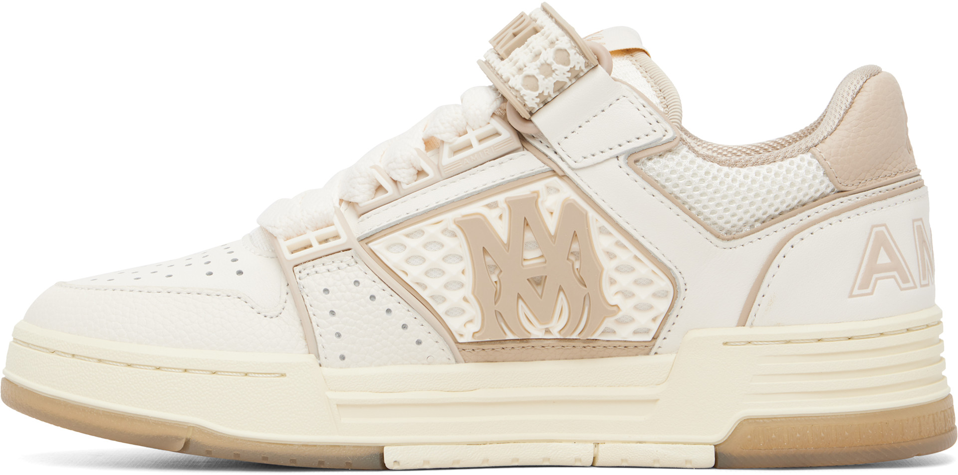 AMIRI - Baskets Skyline blanc et beige à monogrammes