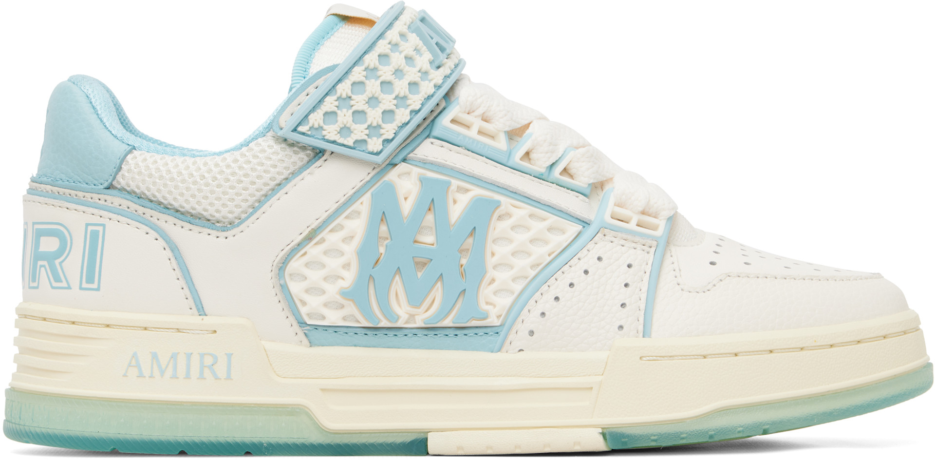 AMIRI - Baskets Skyline blanc et bleu à monogrammes