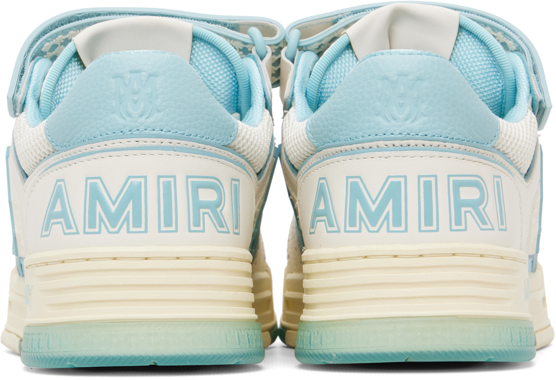AMIRI - Baskets Skyline blanc et bleu à monogrammes