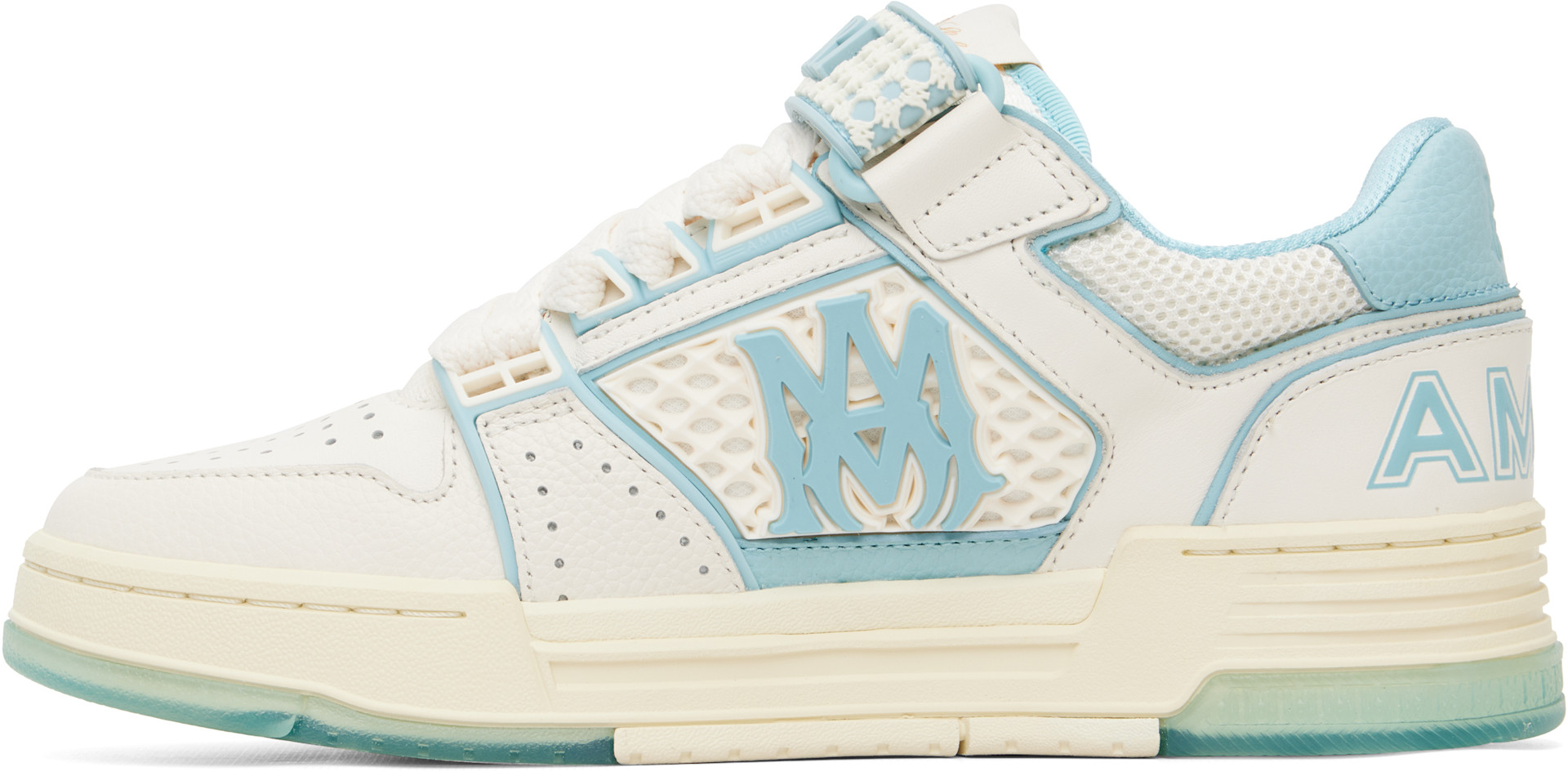 AMIRI - Baskets Skyline blanc et bleu à monogrammes
