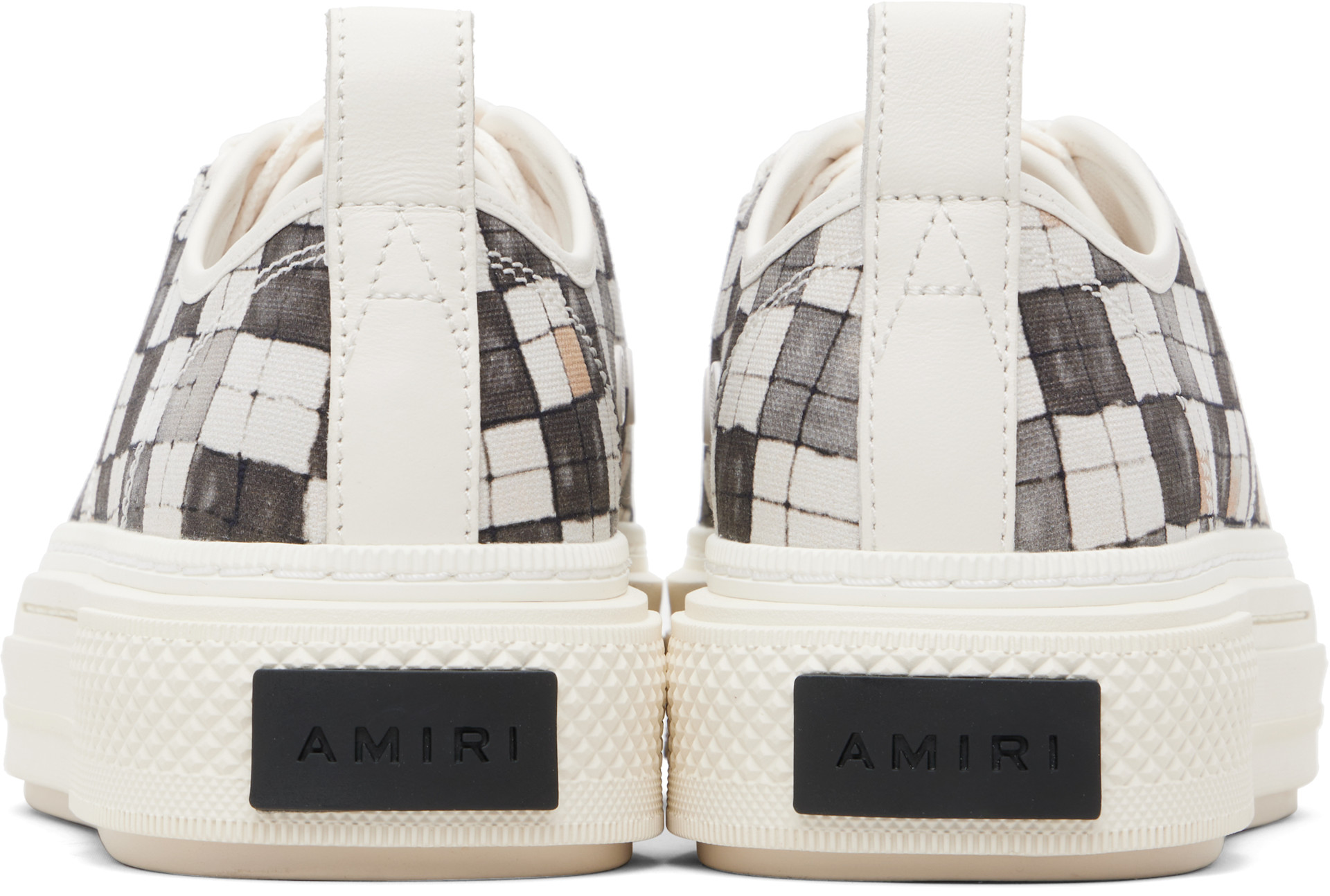 AMIRI - White & Gray Checkered Court Low Sneakers