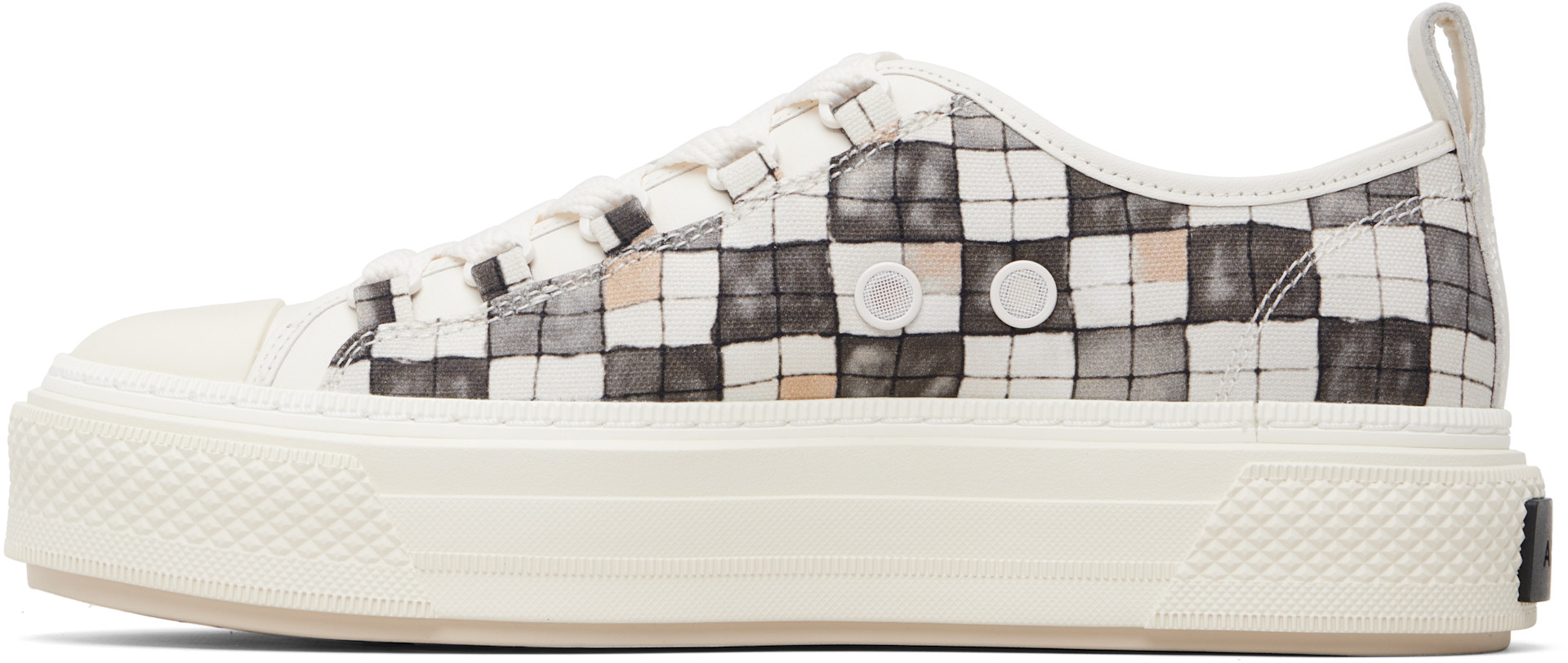 AMIRI: ホワイト＆グレー Checkered Court ローカットスニーカー