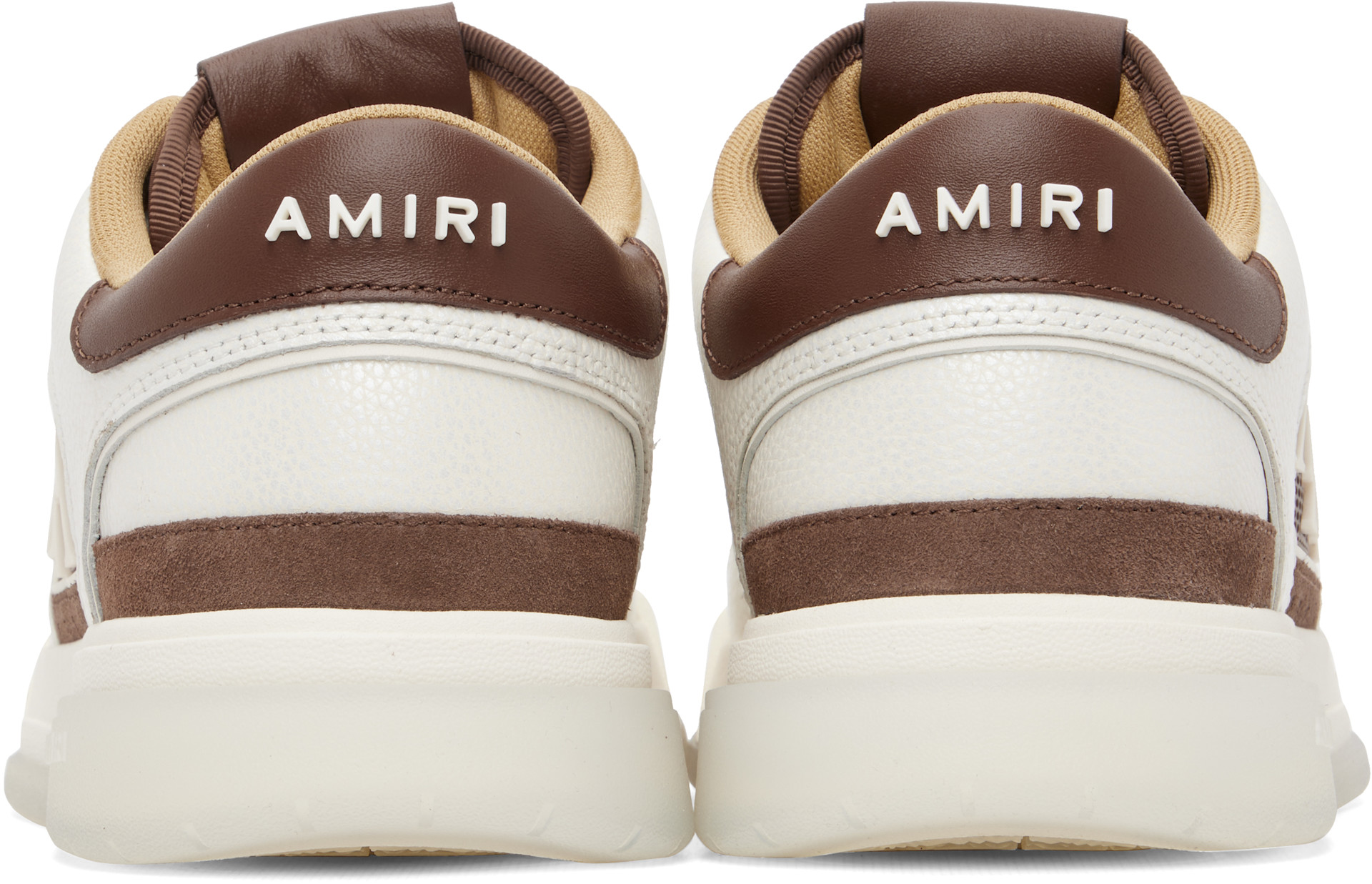 AMIRI - White & Brown Pebbled Classic Low Sneakers