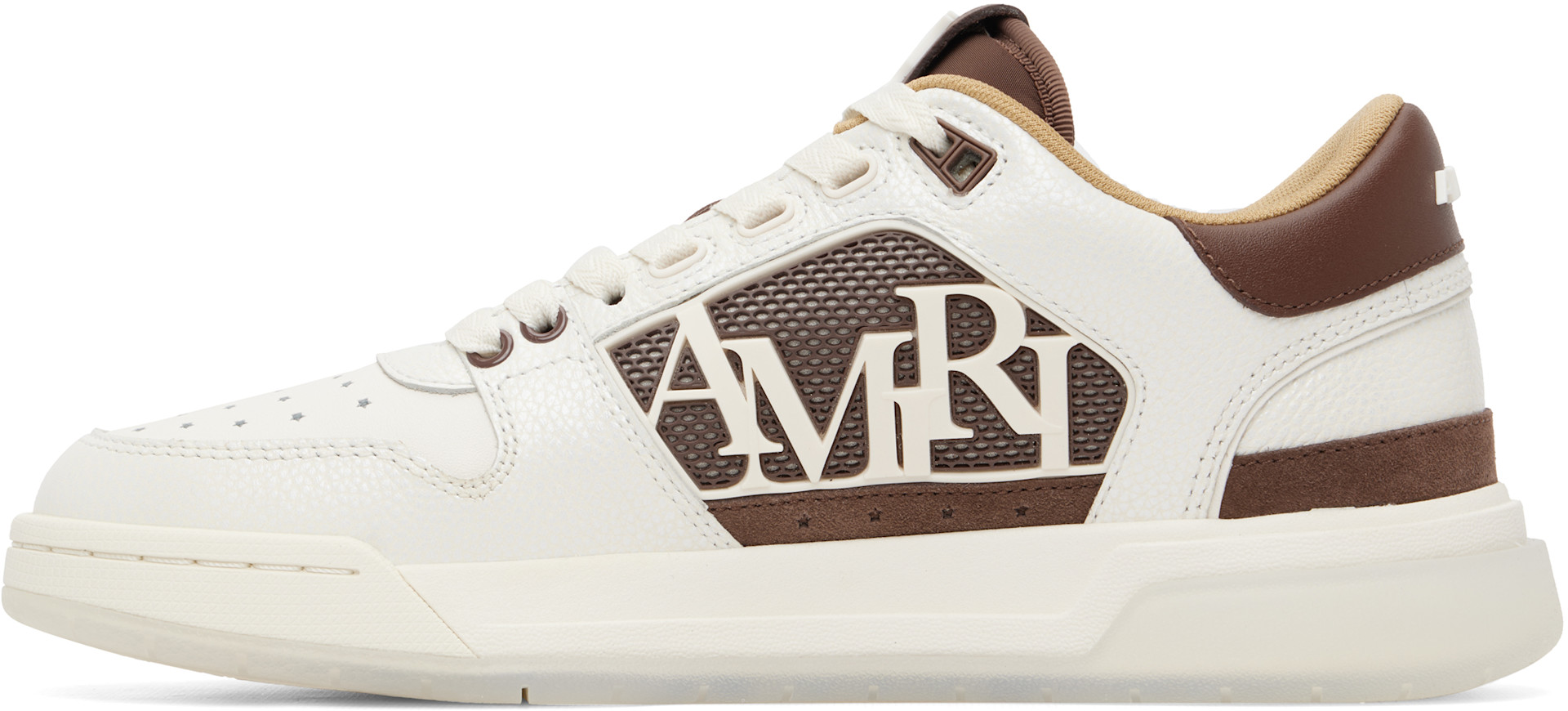 AMIRI - White & Brown Pebbled Classic Low Sneakers