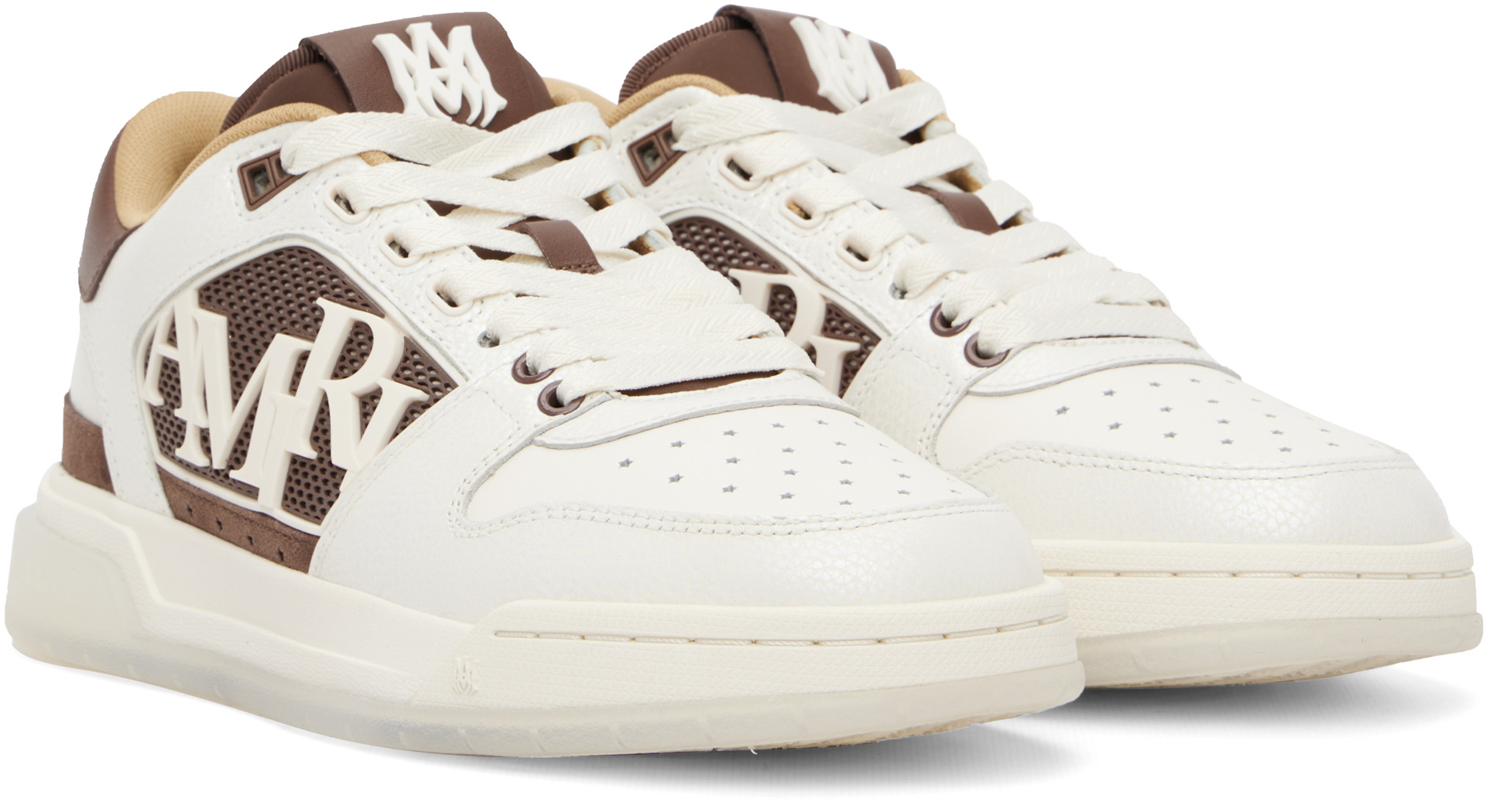 AMIRI - White & Brown Pebbled Classic Low Sneakers