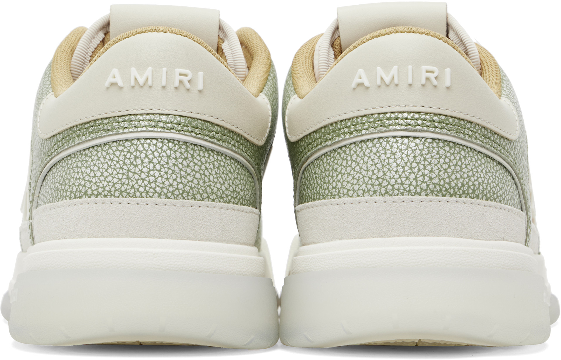 AMIRI - White & Green Pebbled Classic Low Sneakers