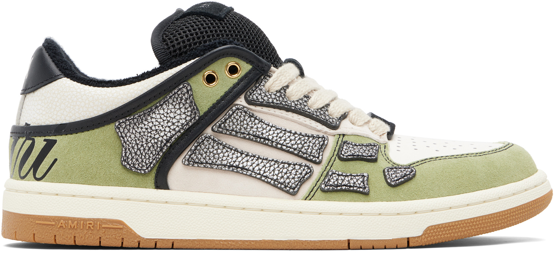 AMIRI - White & Green XL Skel Top Low Sneakers