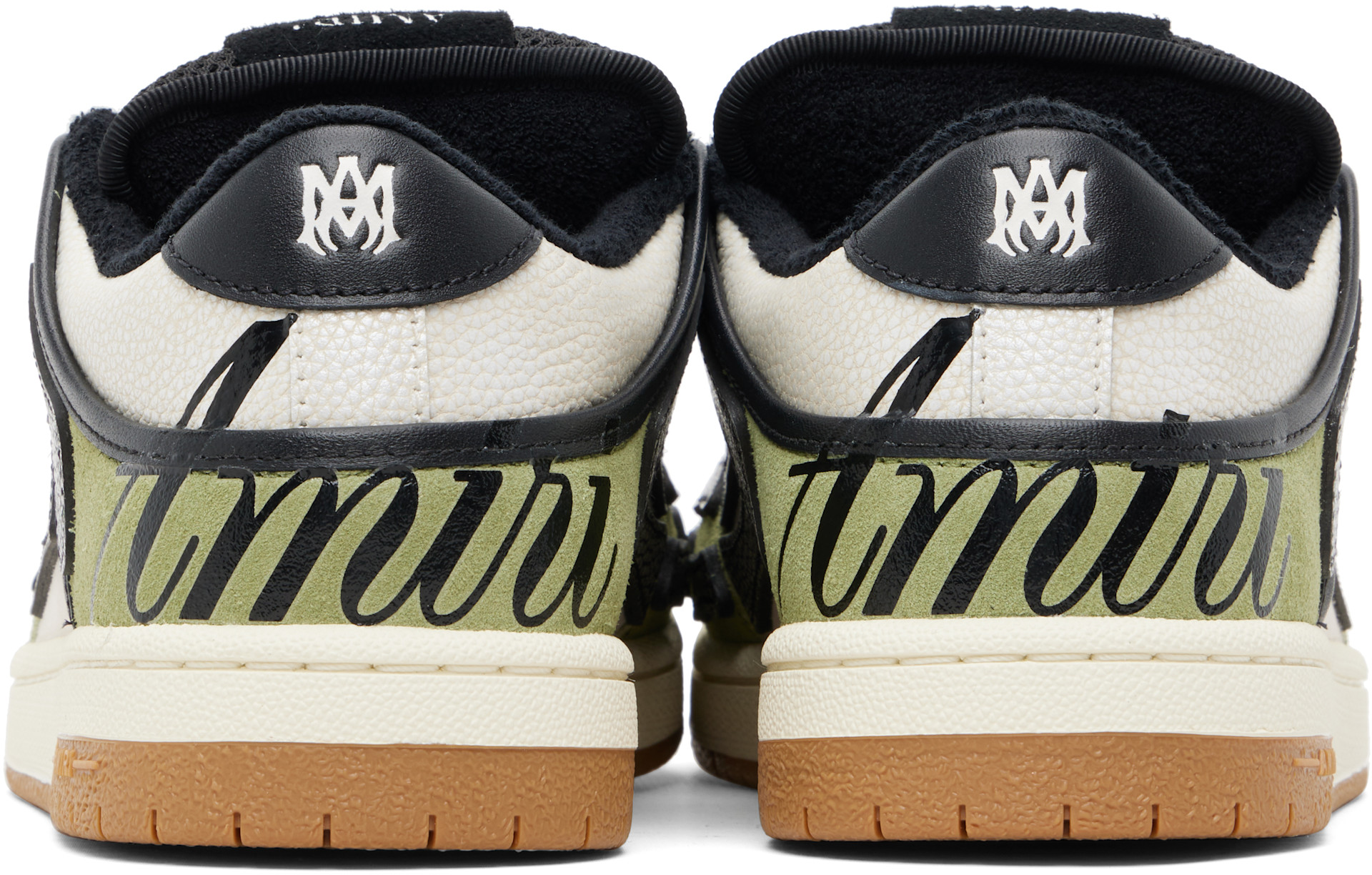 AMIRI: White & Green XL Skel Top Low Sneakers | SSENSE