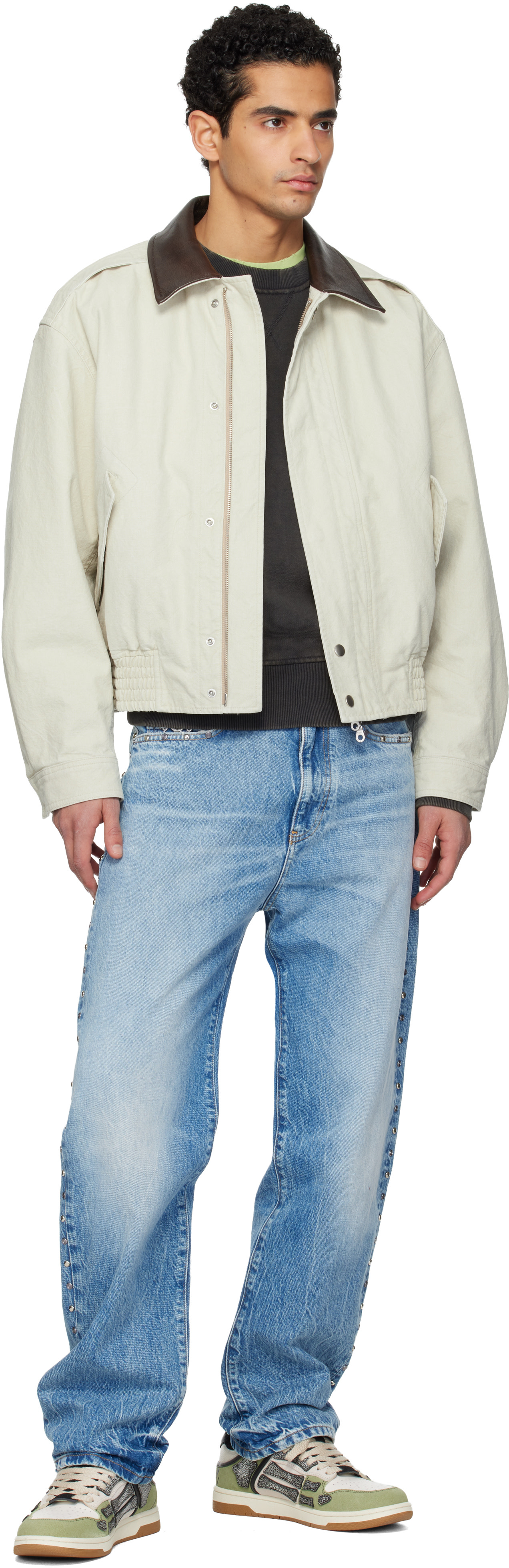 AMIRI: White & Green XL Skel Top Low Sneakers | SSENSE Canada