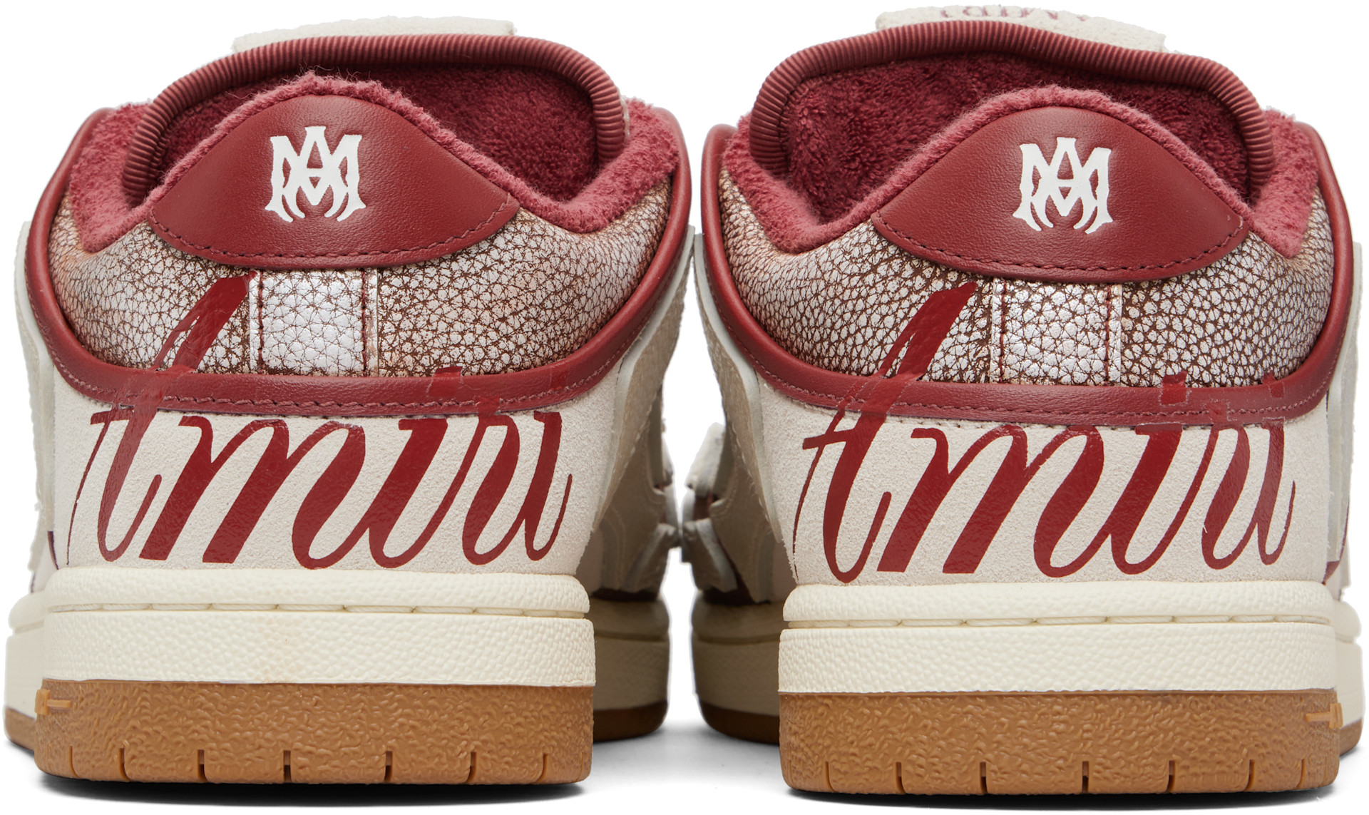 AMIRI: White & Red XL Skel Top Low Sneakers | SSENSE