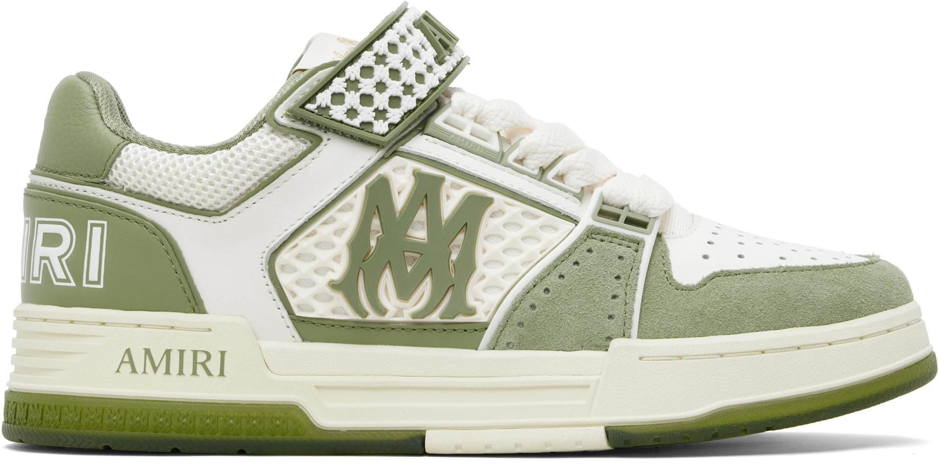AMIRI - Baskets Skyline kaki et blanc à monogrammes