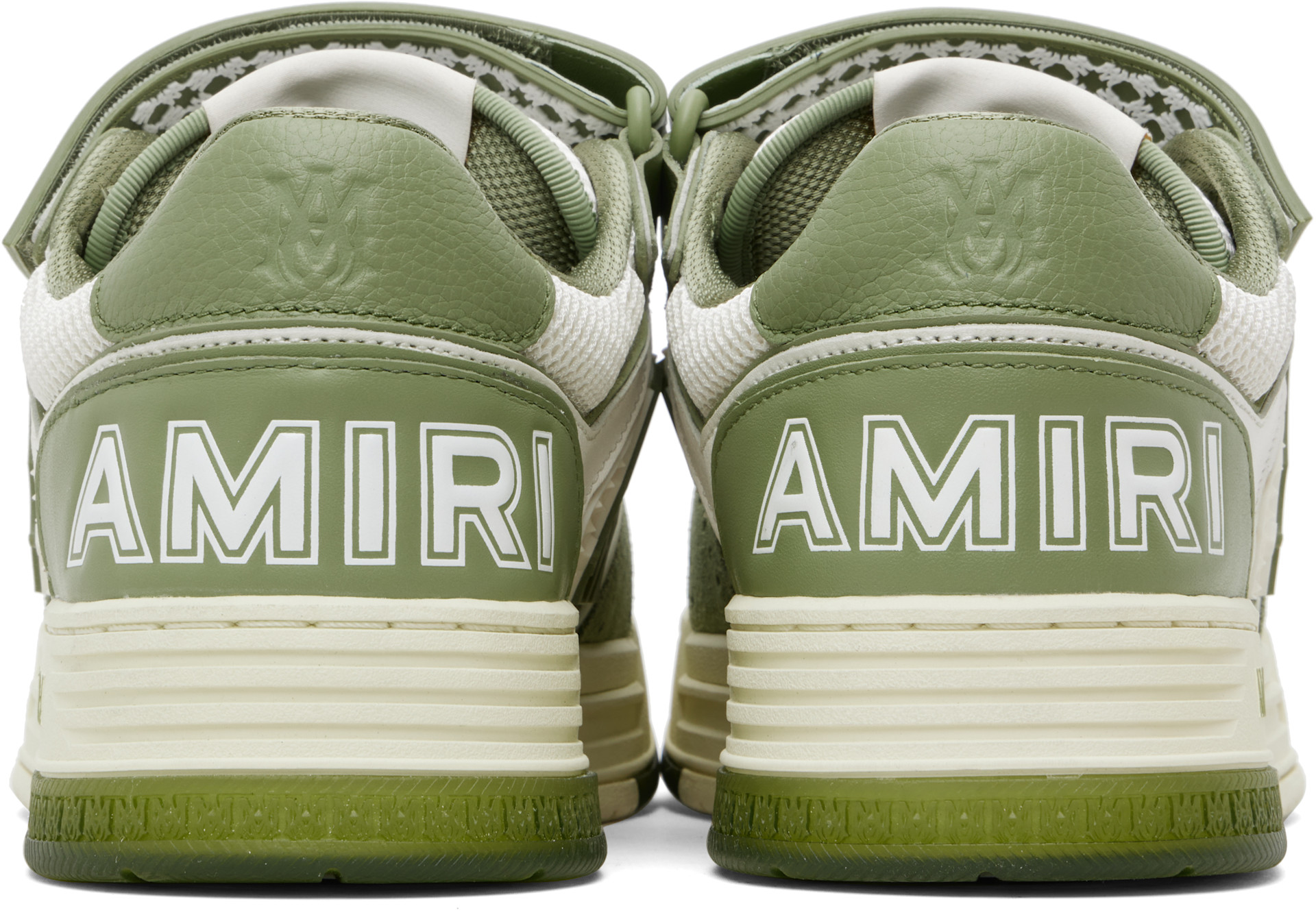 AMIRI - Baskets Skyline kaki et blanc à monogrammes