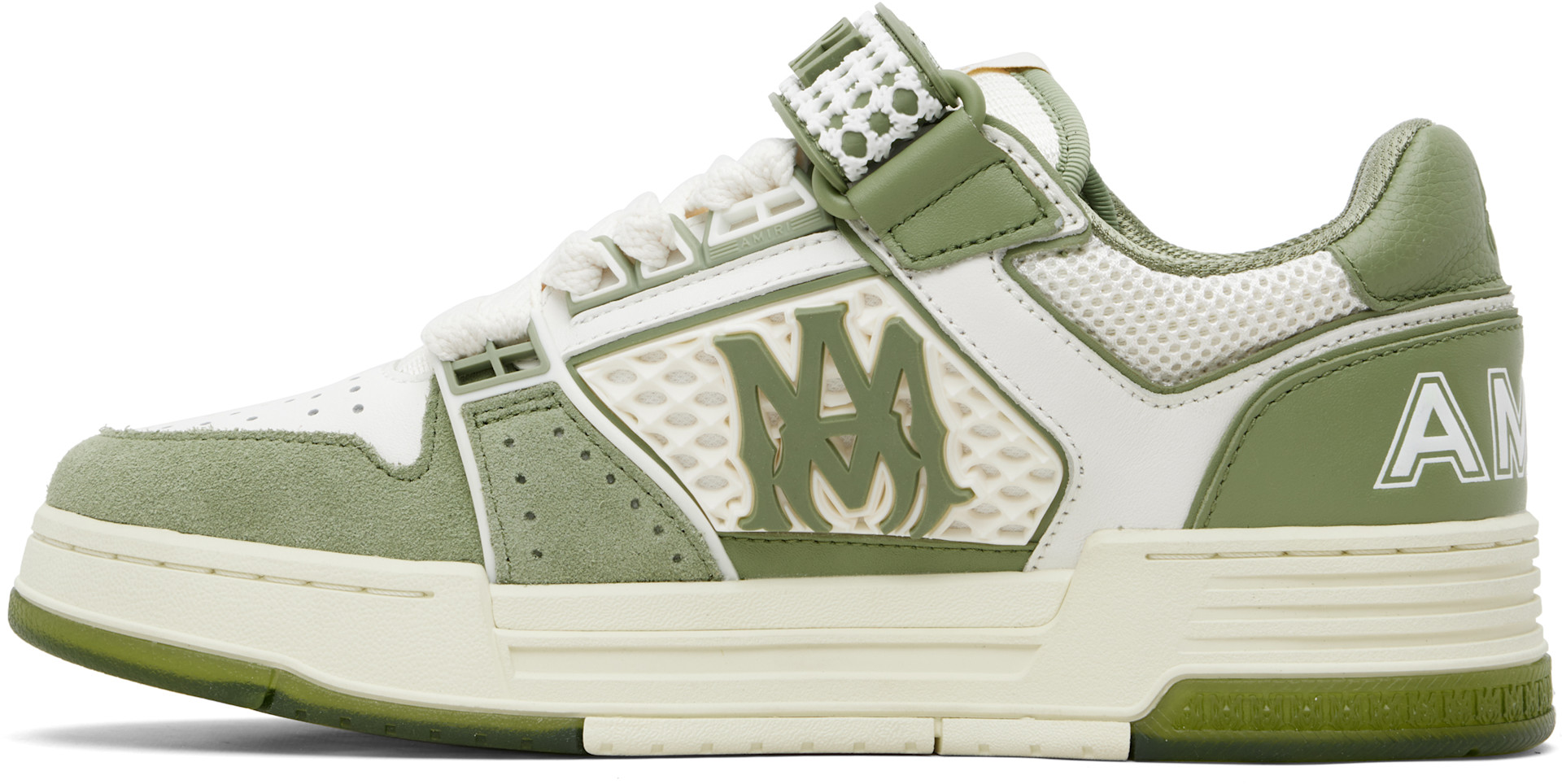AMIRI - Baskets Skyline kaki et blanc à monogrammes