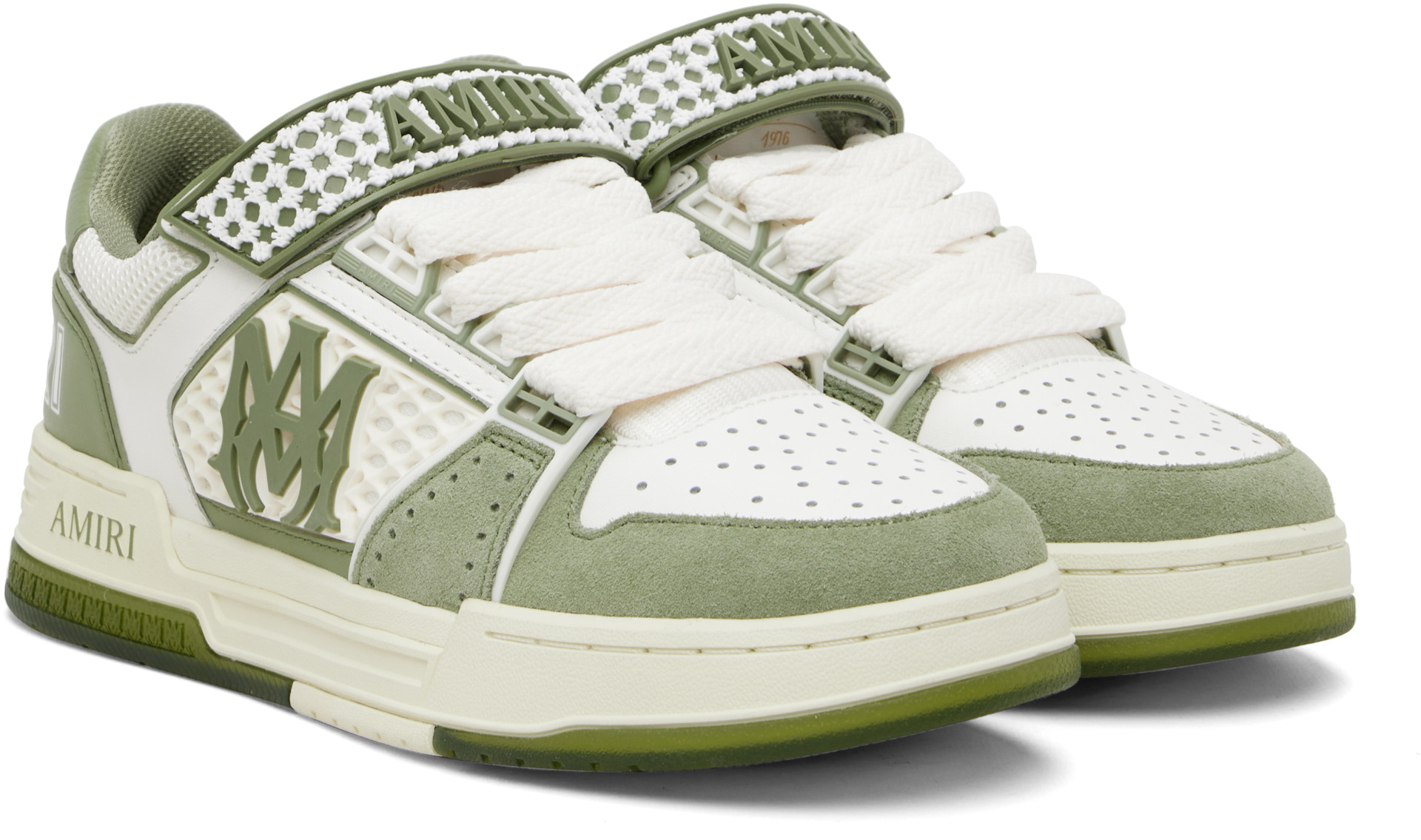 AMIRI - Baskets Skyline kaki et blanc à monogrammes