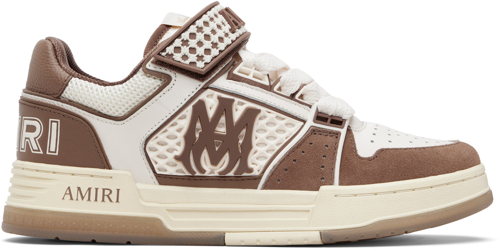 AMIRI - Baskets Skyline brun et blanc à monogramme