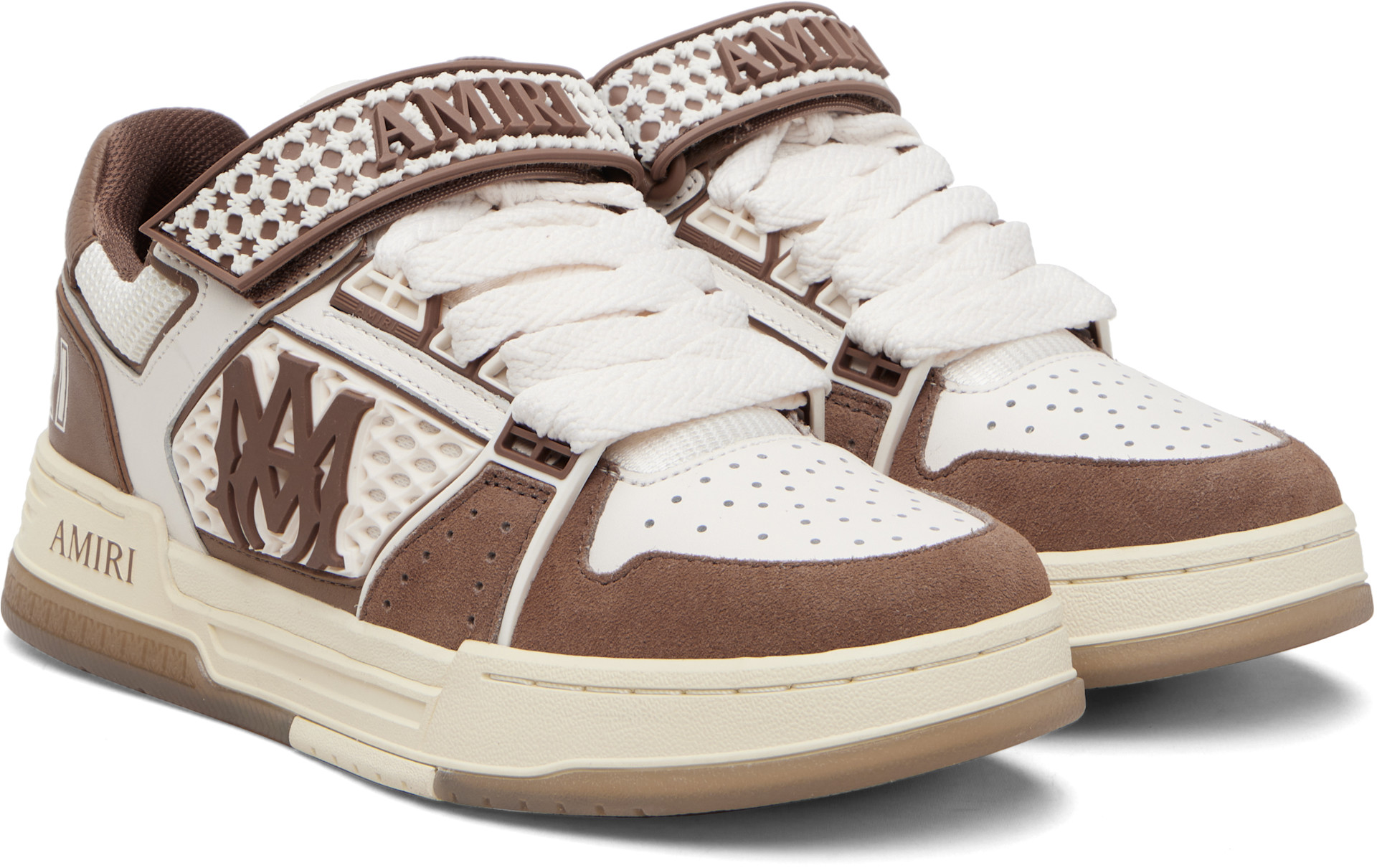 AMIRI - Baskets Skyline brun et blanc à monogramme