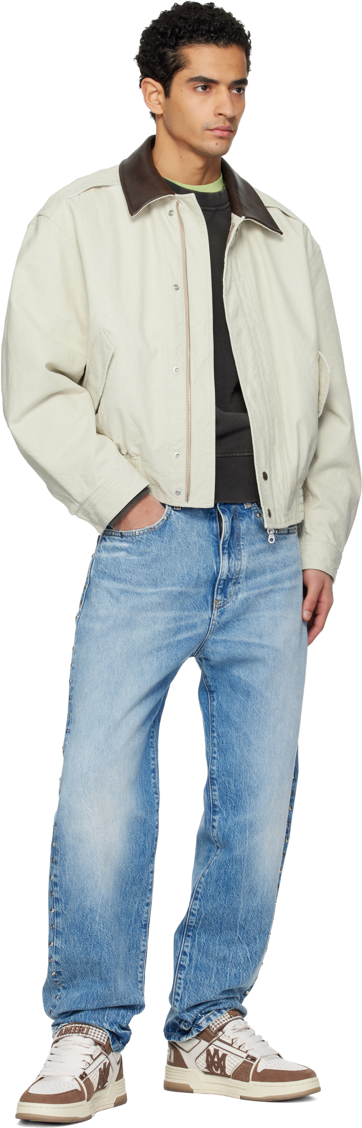 AMIRI - Baskets Skyline brun et blanc à monogramme