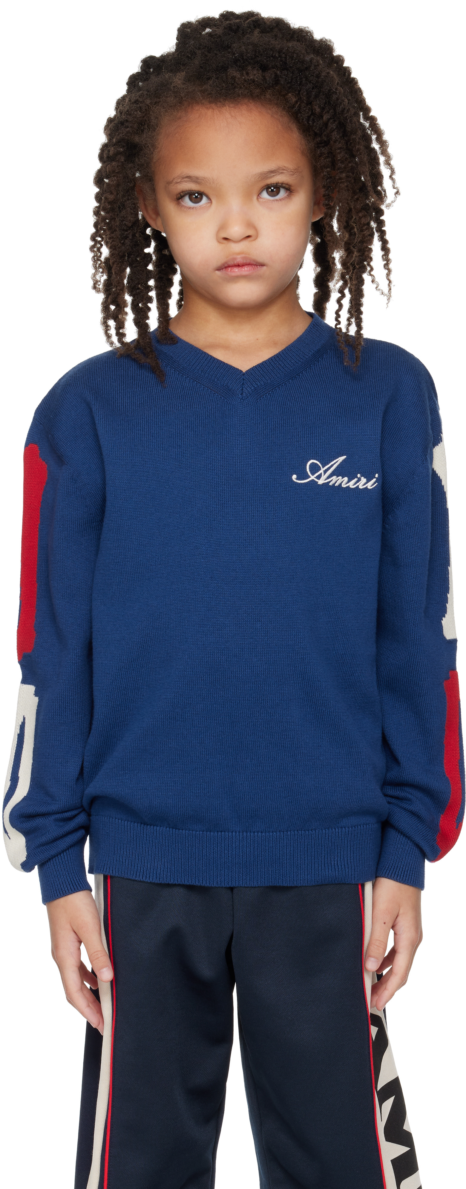 AMIRI - Enfant | Pull bleu marine à appliqués d'os