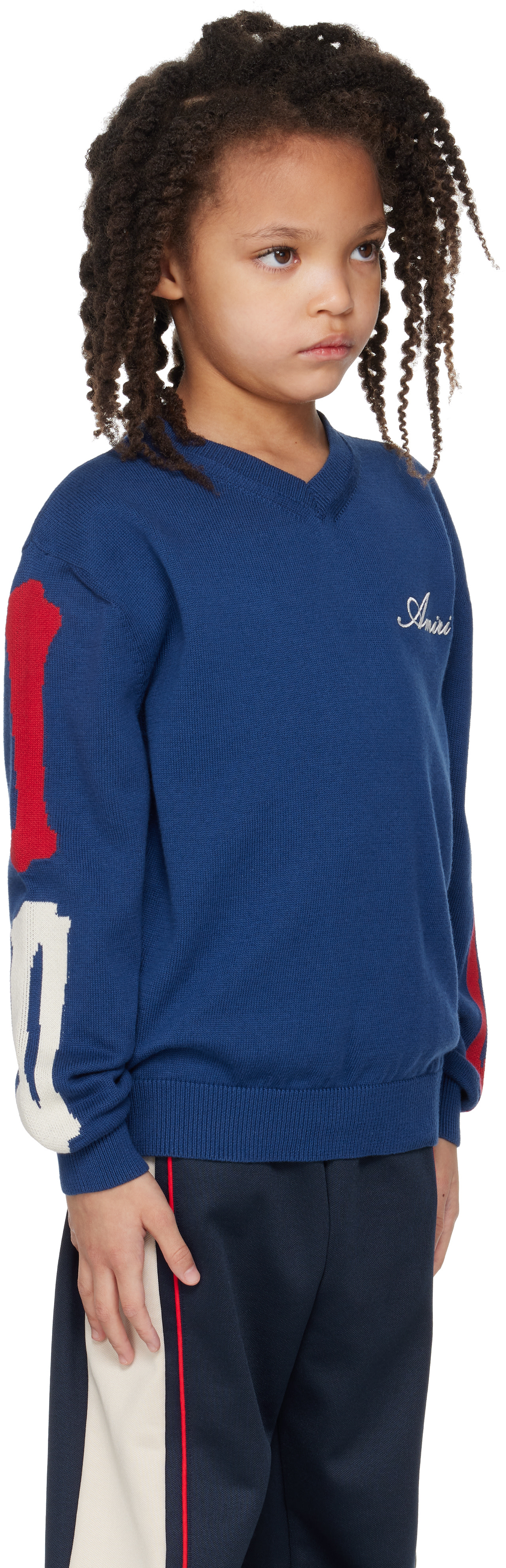 AMIRI - Enfant | Pull bleu marine à appliqués d'os
