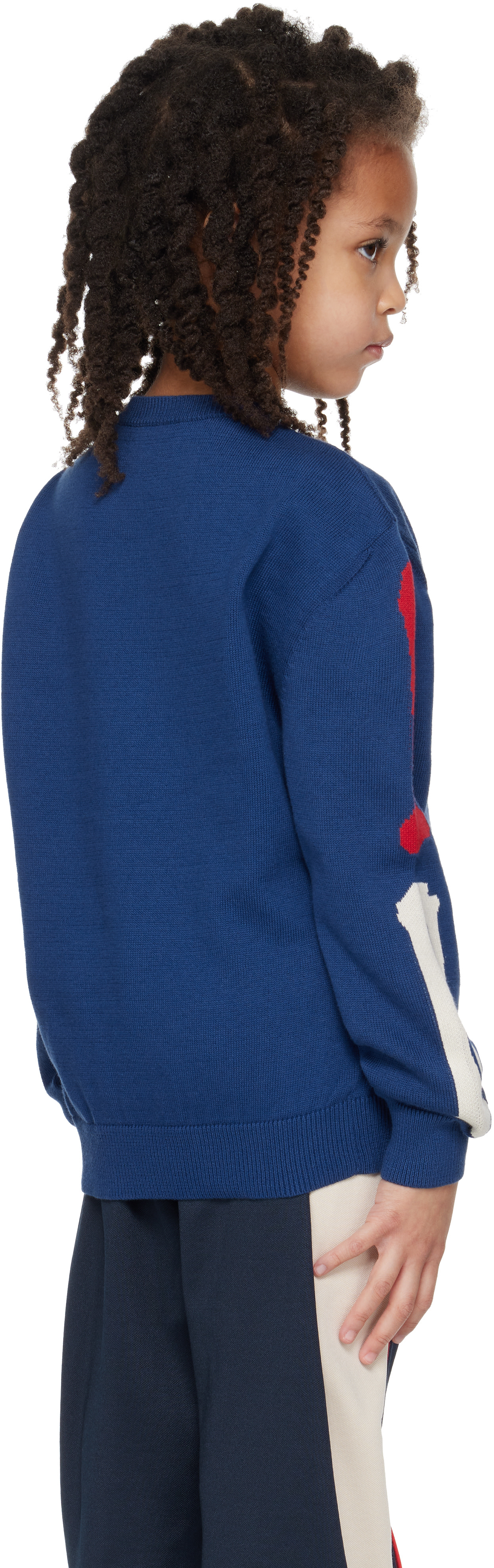 AMIRI - Enfant | Pull bleu marine à appliqués d'os
