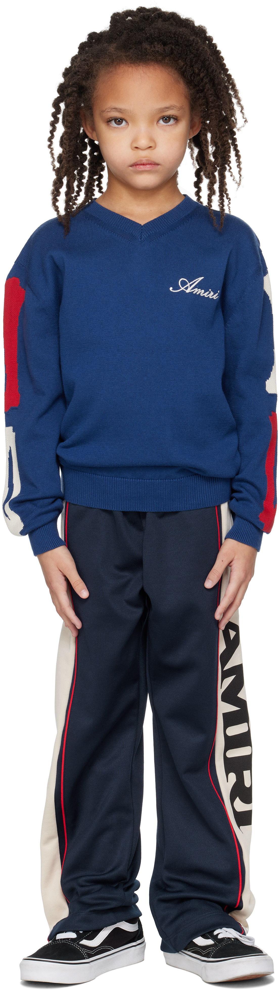 AMIRI - Enfant | Pull bleu marine à appliqués d'os