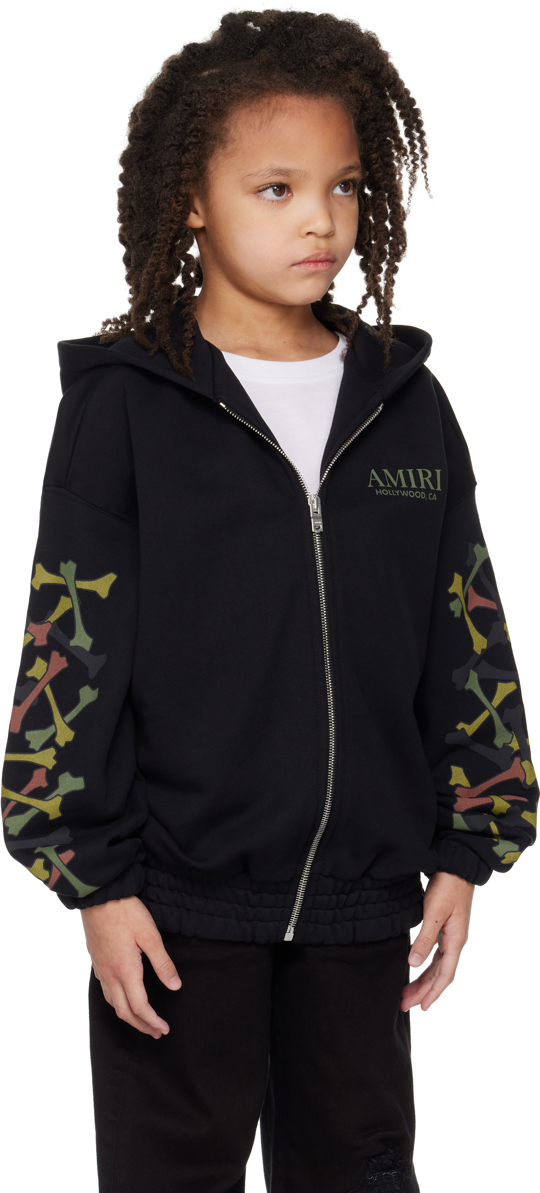 AMIRI: Kids Black Bones Zip Hoodie | SSENSE