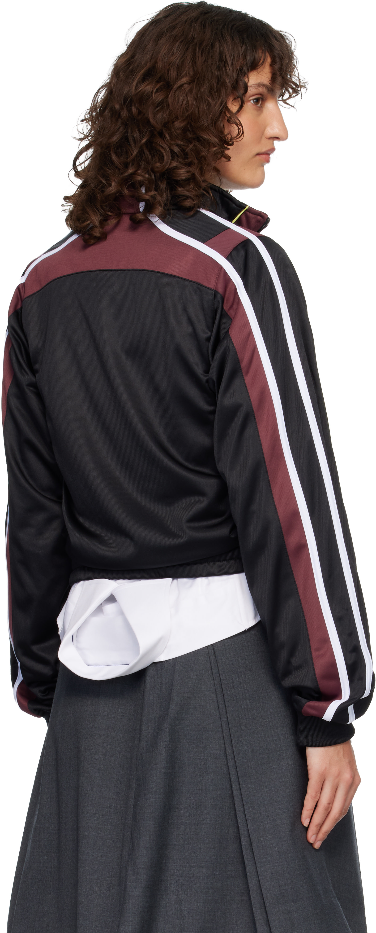 Martine Rose: Black & Burgundy Shrunken Track Jacket | SSENSE