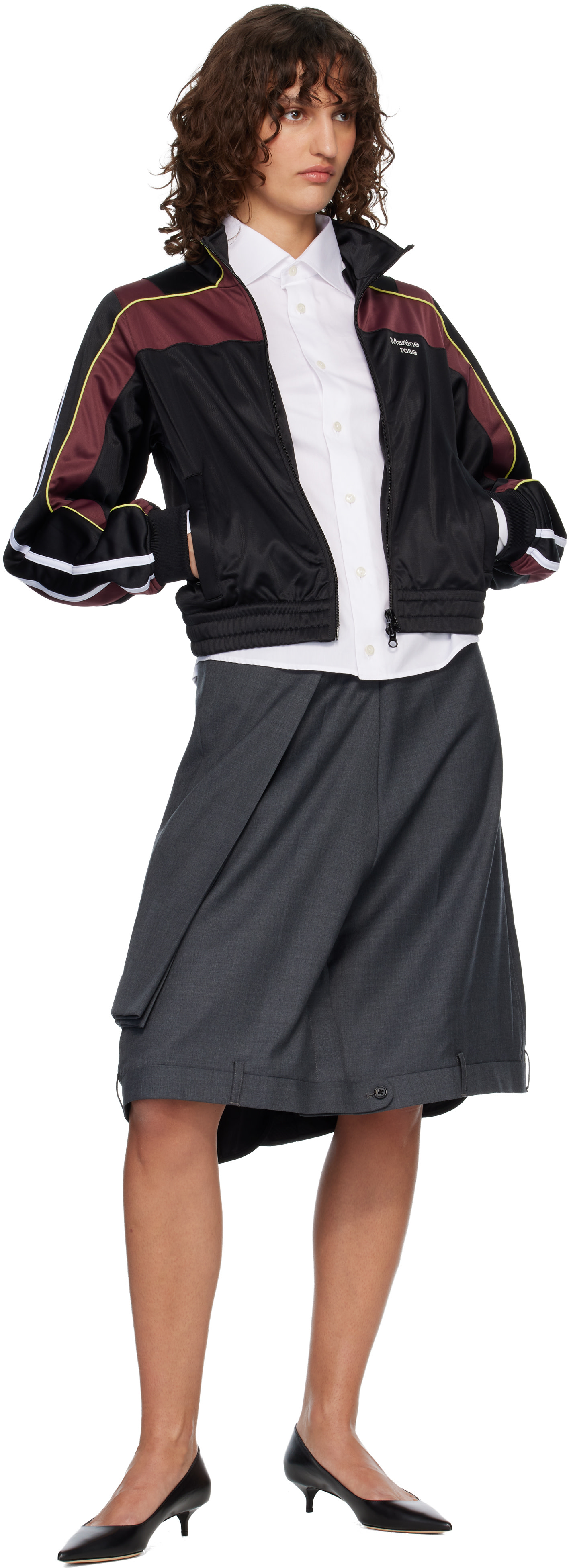 Martine Rose: Black & Burgundy Shrunken Track Jacket | SSENSE