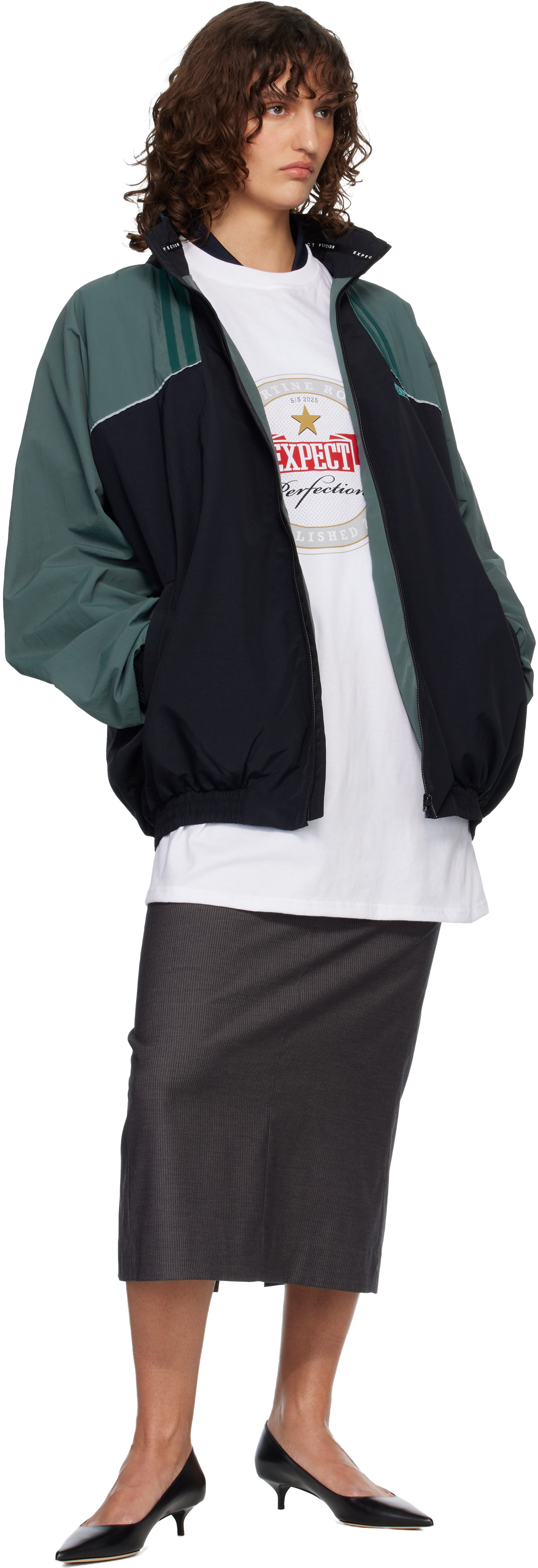 Martine Rose: Black & Green T-Lining Track Jacket | SSENSE Canada