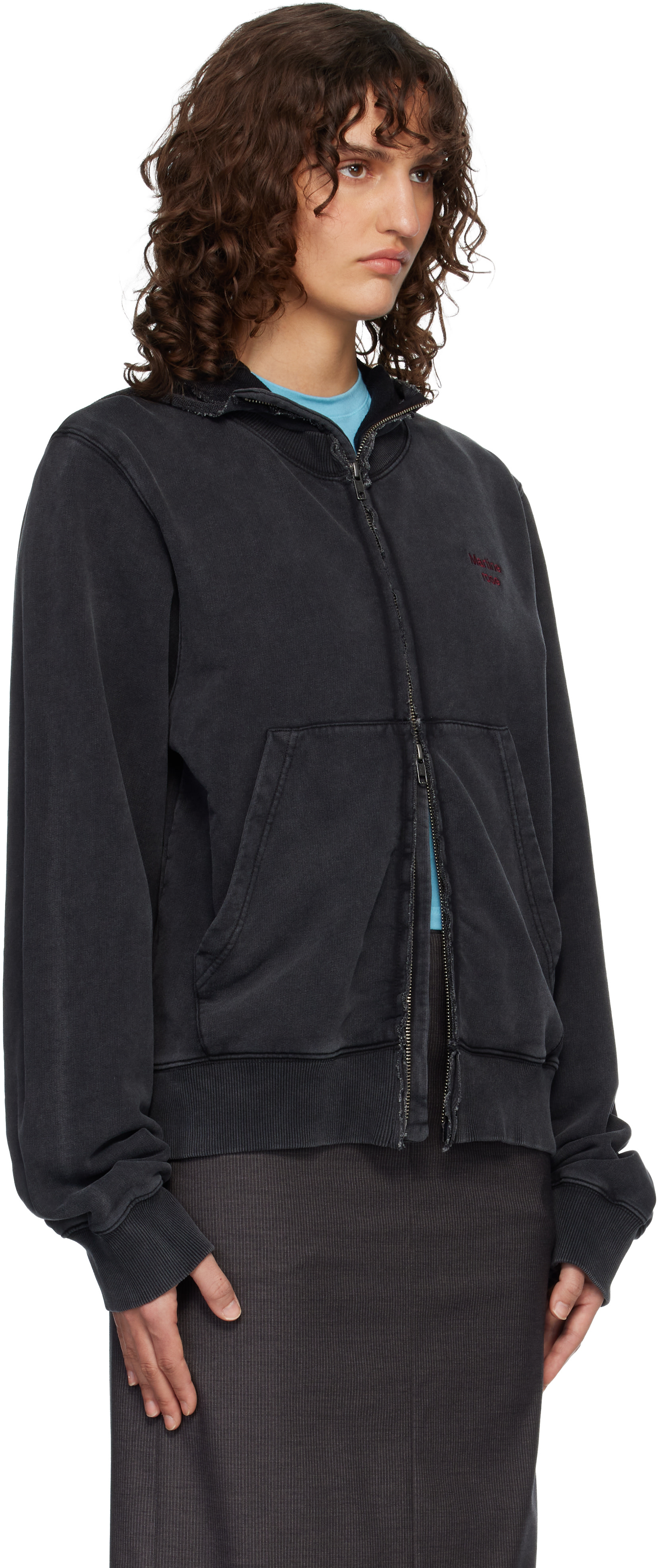 Martine Rose: Black Zip Crew Hoodie | SSENSE