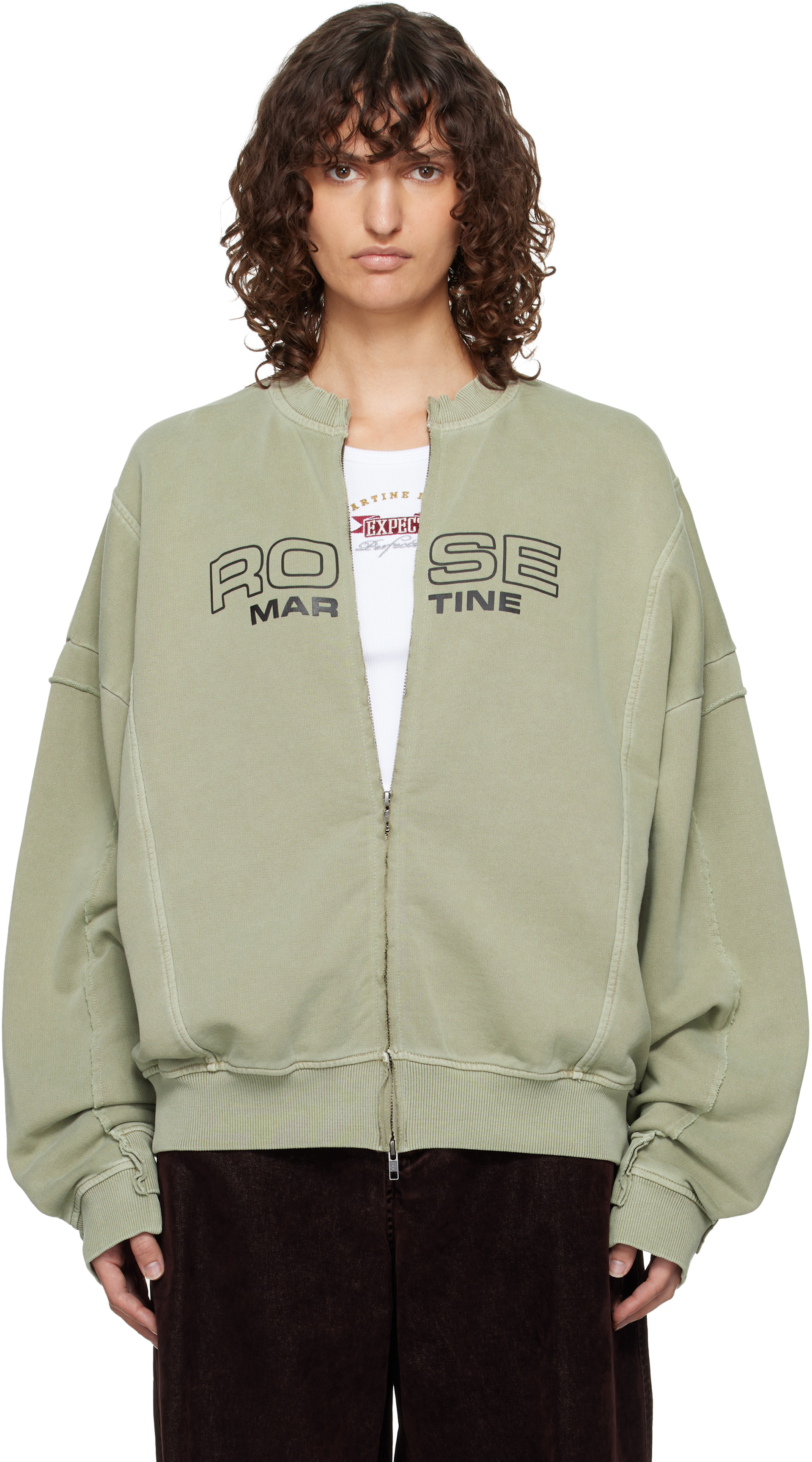 トップス MARTINE ROSE 23AW Sports Pollover Martine Rose: Green Zip Up Crew Sweatshirt | SSENSE Canada