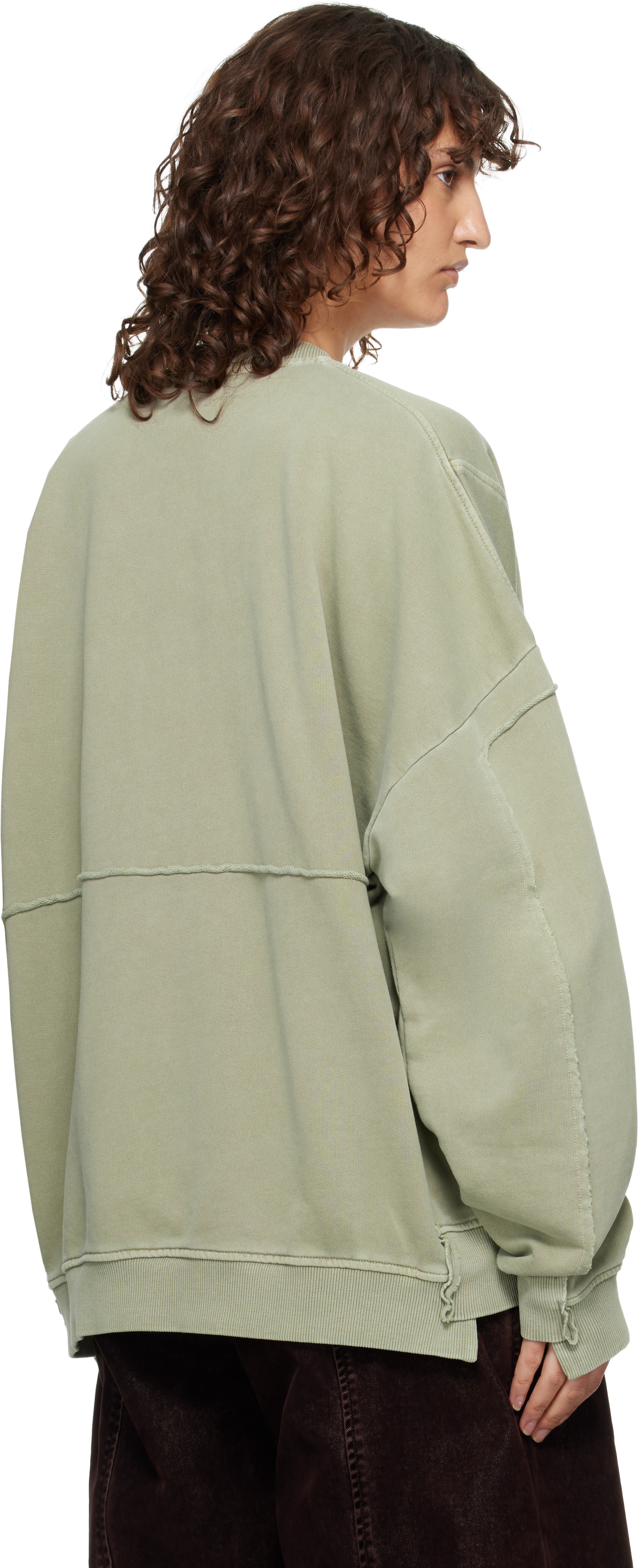 Martine Rose: Green Zip Up Crew Sweatshirt | SSENSE Canada