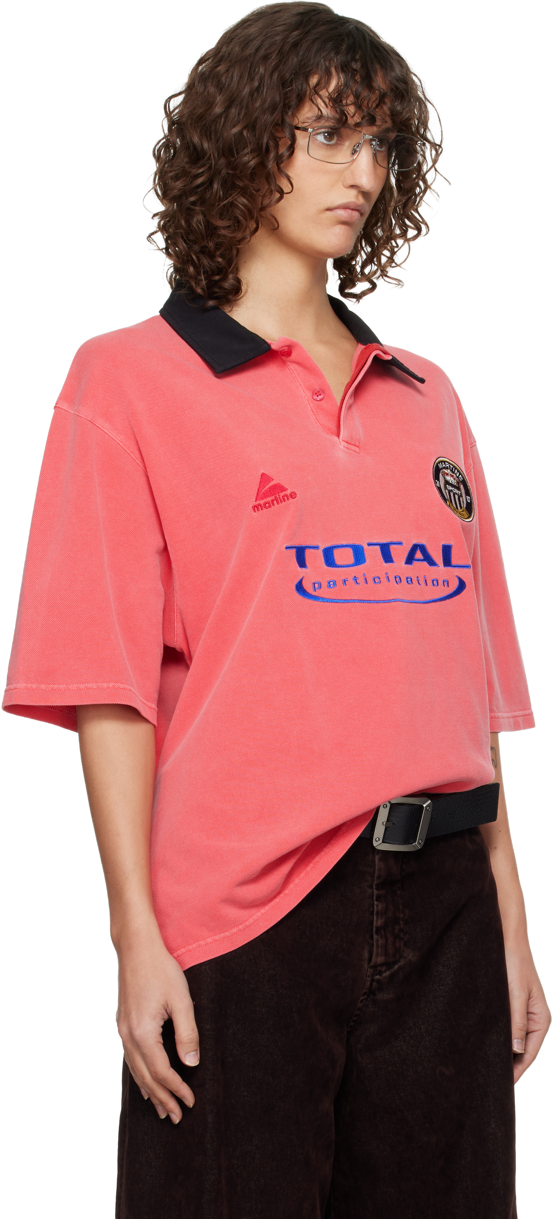 Martine Rose: Pink Oversized S/S 'Total' Sports Polo | SSENSE Denmark