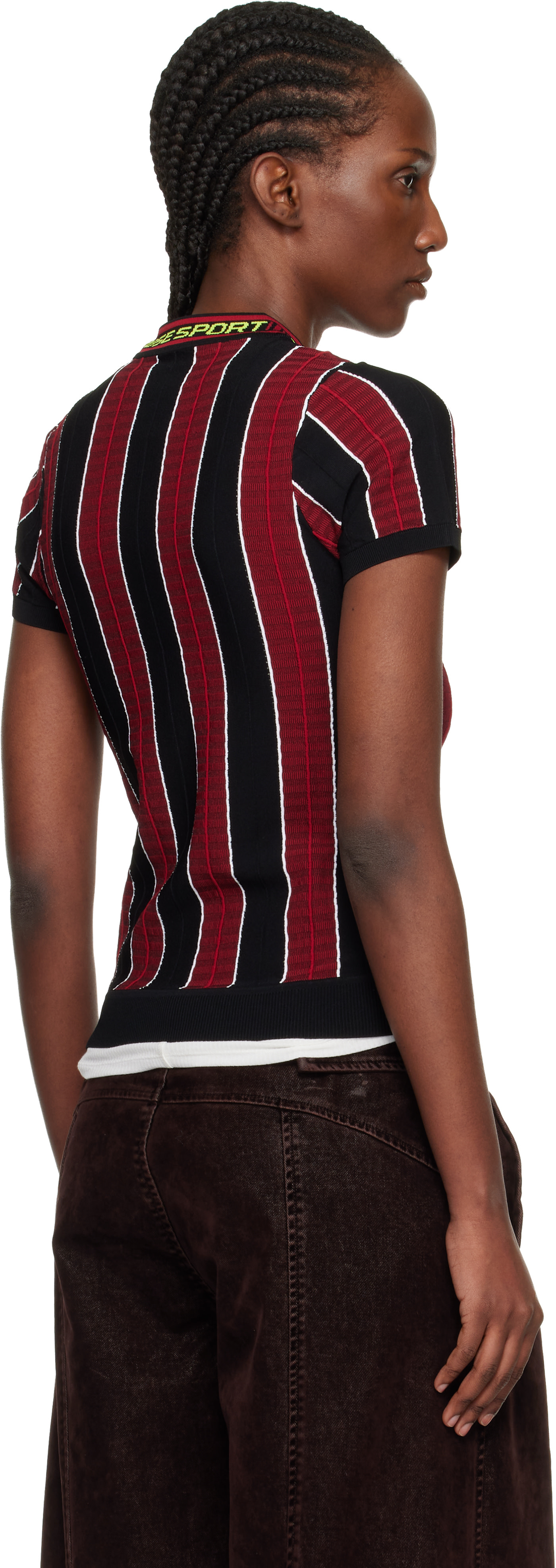 Martine Rose: Red & Black Logo Tight T-shirt | SSENSE