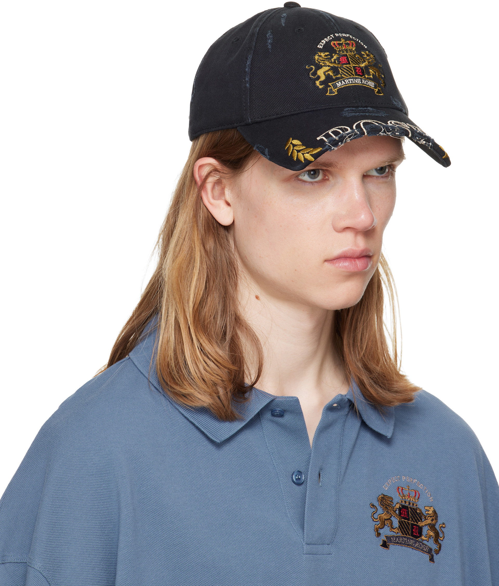 Martine Rose: Black Cut Peak Cap | SSENSE Australia