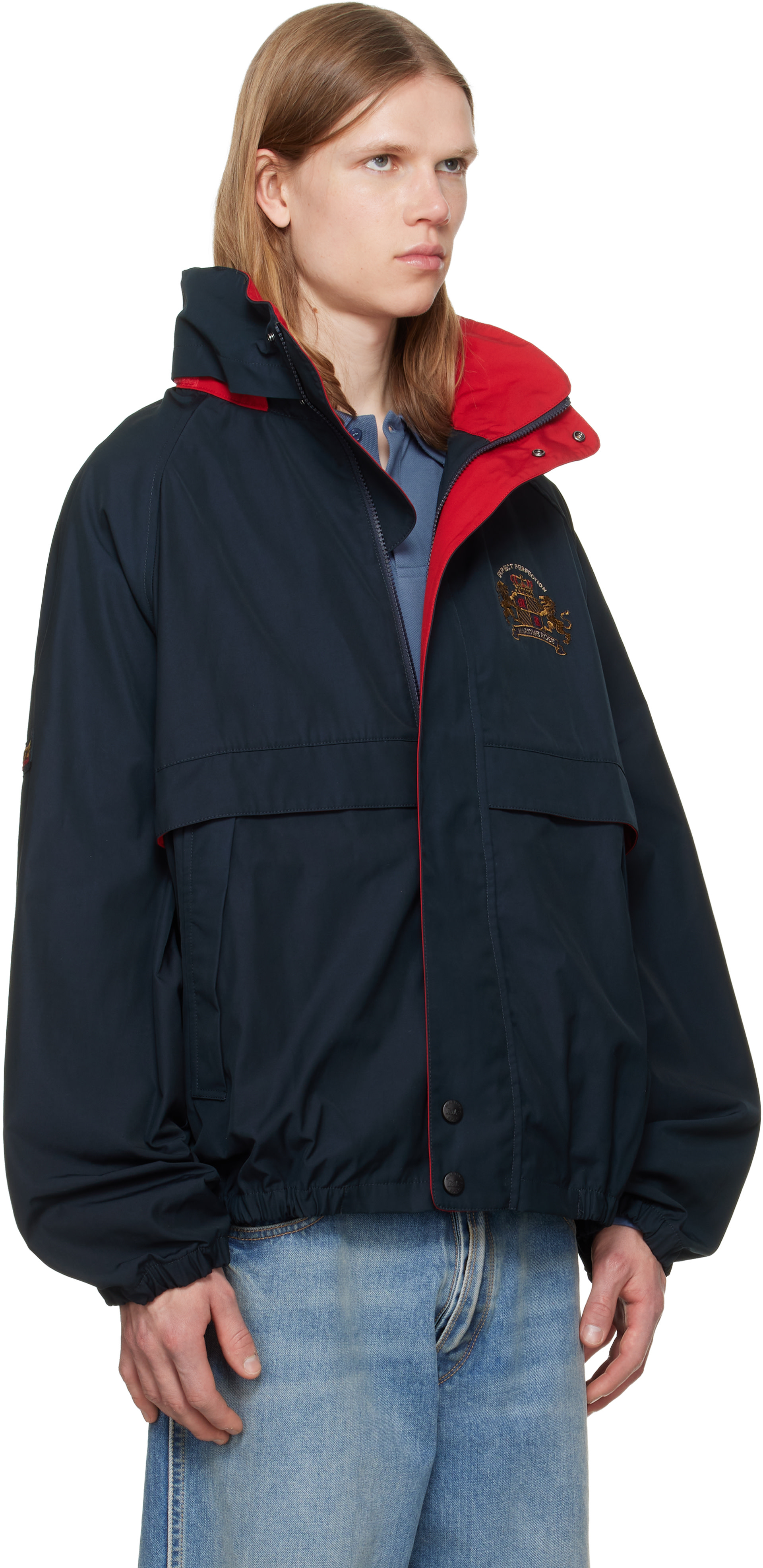 Martine Rose: Navy 'Expect Perfection' Anorak Jacket | SSENSE
