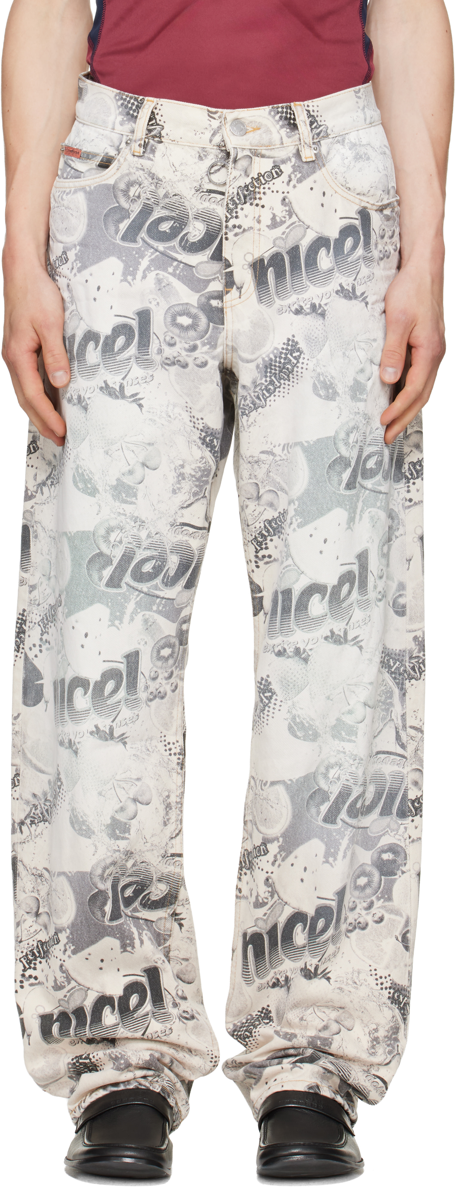 Martine Rose: White & Black 5 Pocket Relaxed Fit Jeans | SSENSE