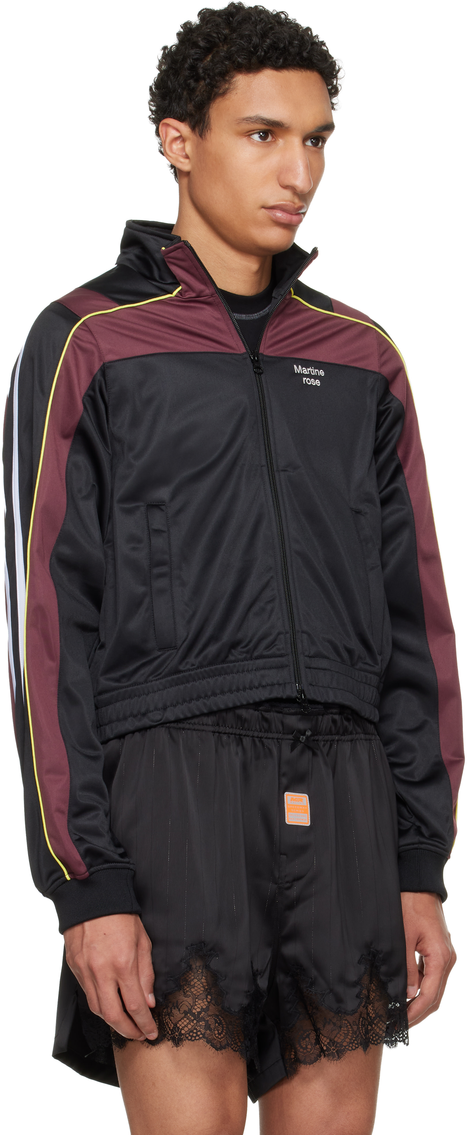 Martine Rose - Black & Burgundy Shrunken Track Jacket