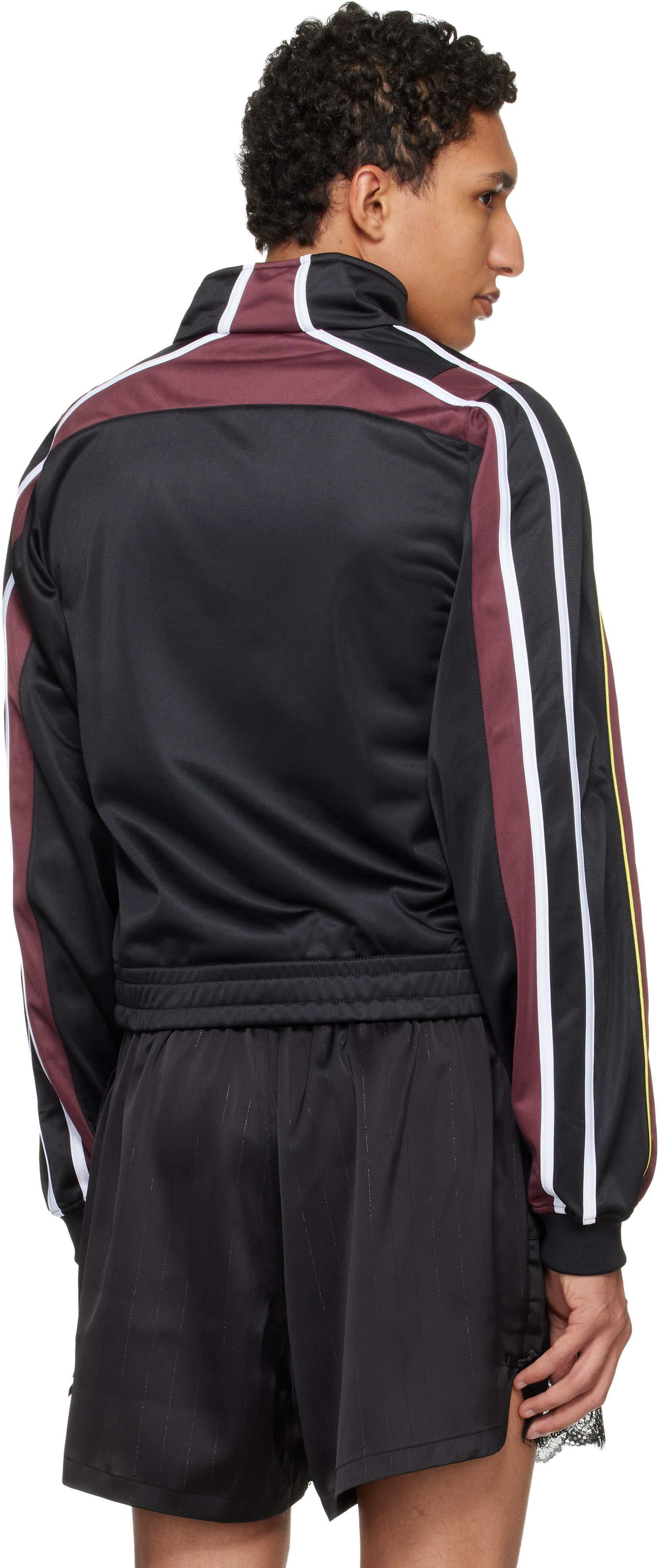 Martine Rose - Black & Burgundy Shrunken Track Jacket