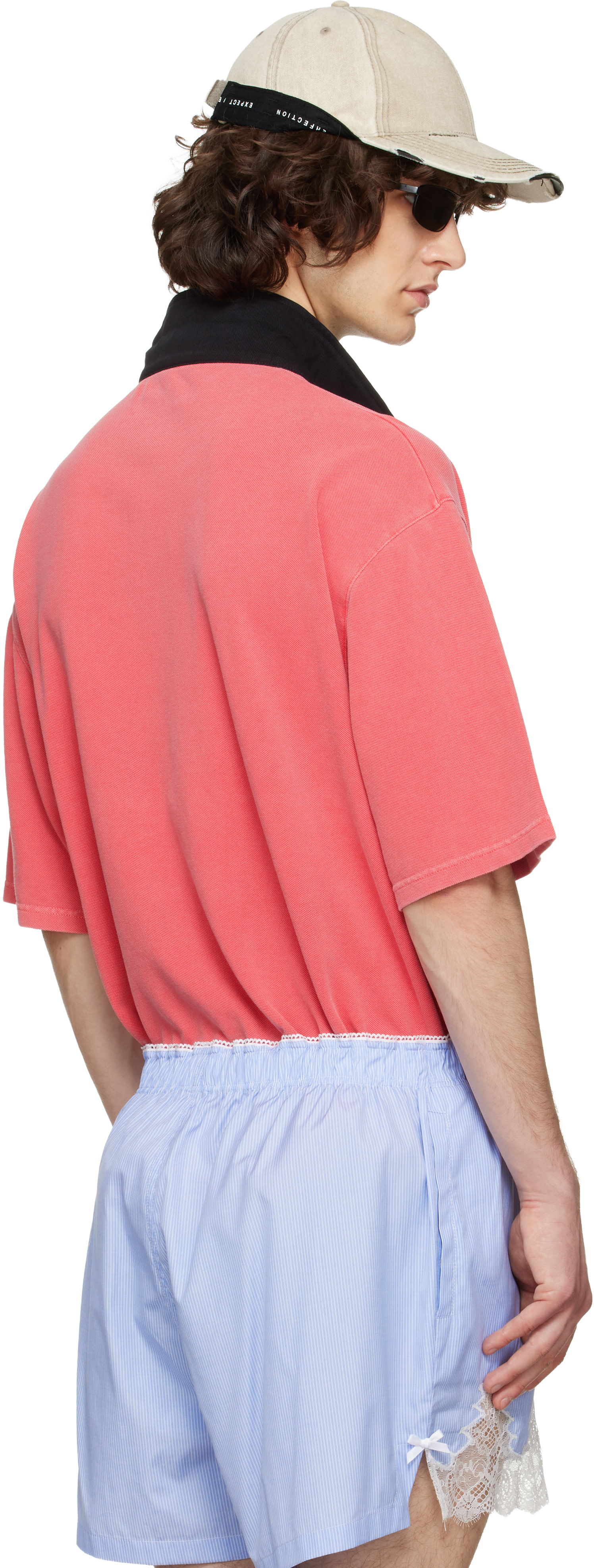 25ss Martine Rose パワーショルダーポロシャツ Martine Rose: ピンク オーバーサイズ 半袖 ポロシャツ | SSENSE 日本