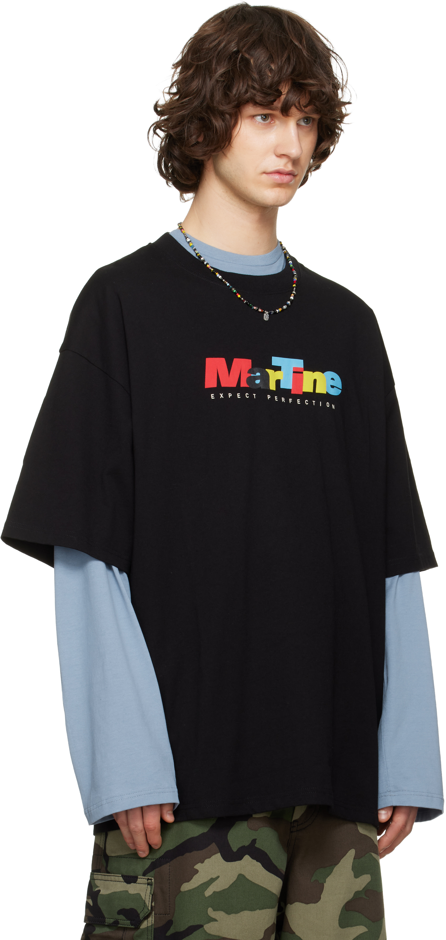 Martine Rose: ブラック S/S オーバーサイズ Tシャツ | SSENSE 日本