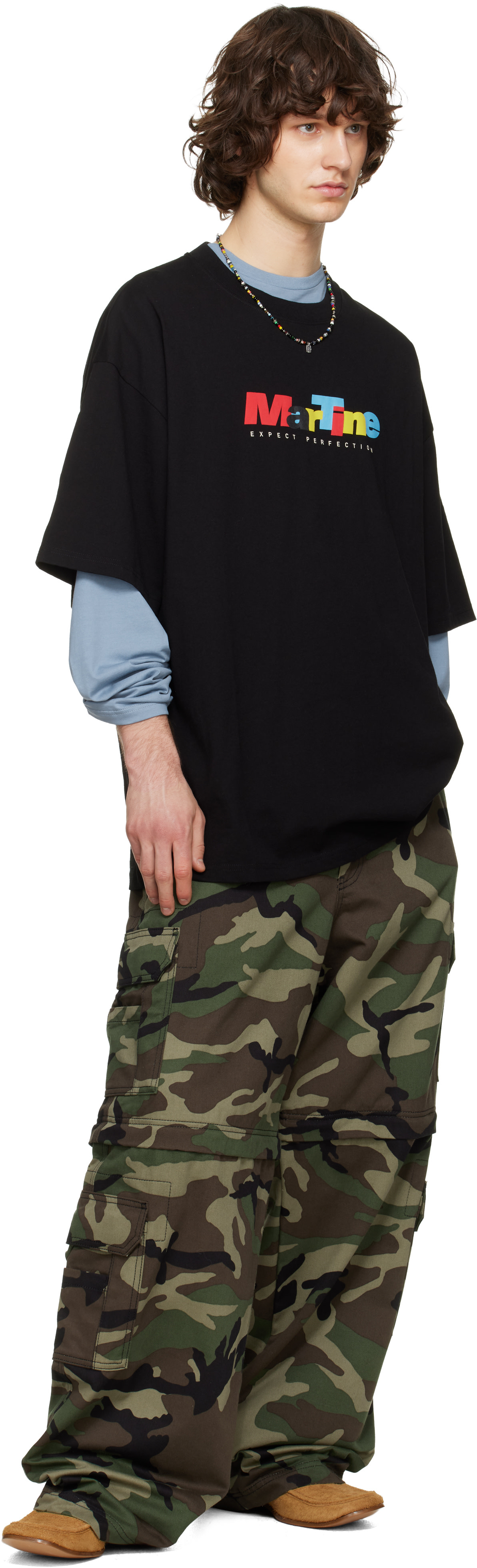 Martine Rose: ブラック S/S オーバーサイズ Tシャツ | SSENSE 日本