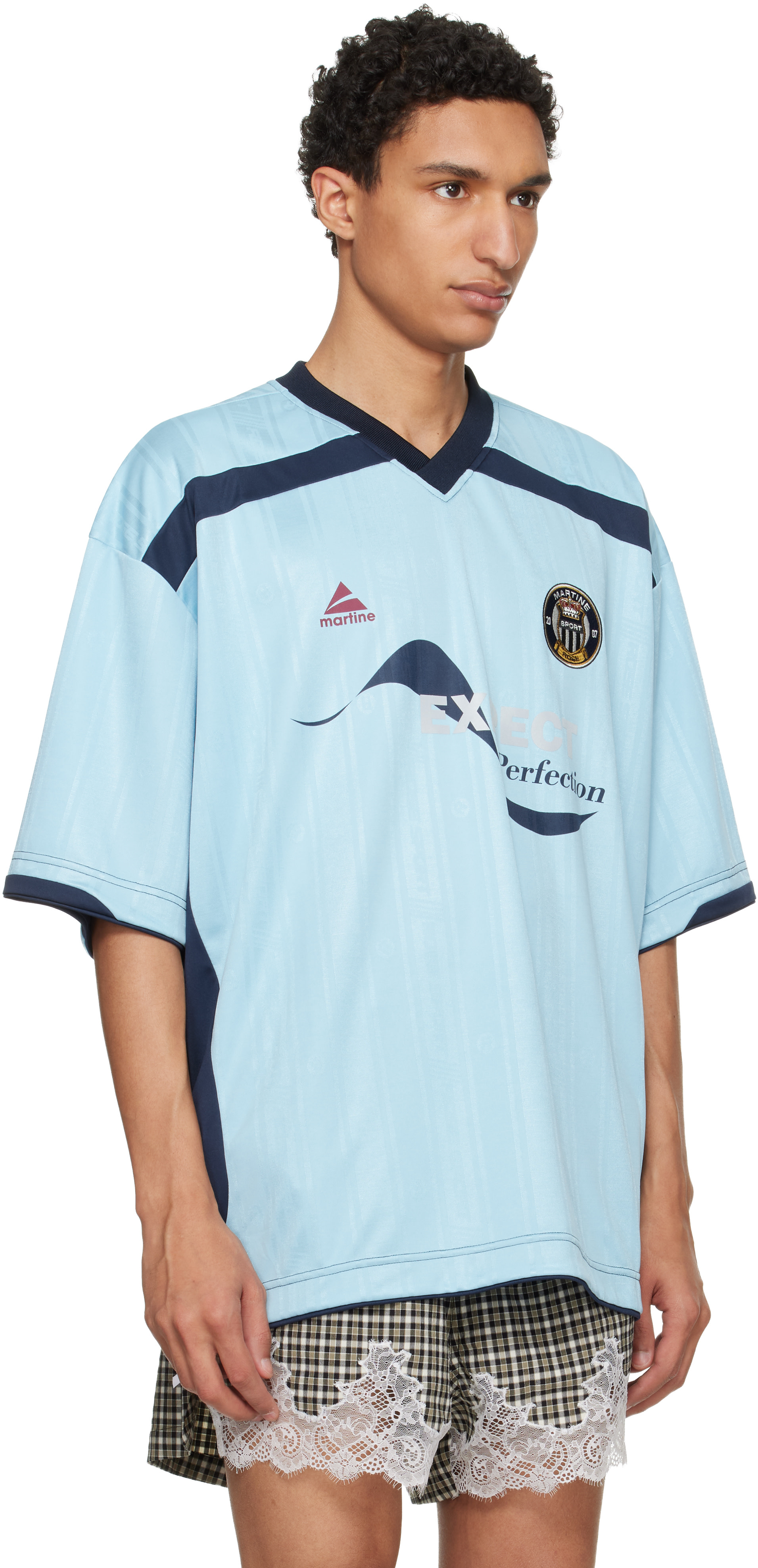 Martine Rose: Blue Football Jersey | SSENSE
